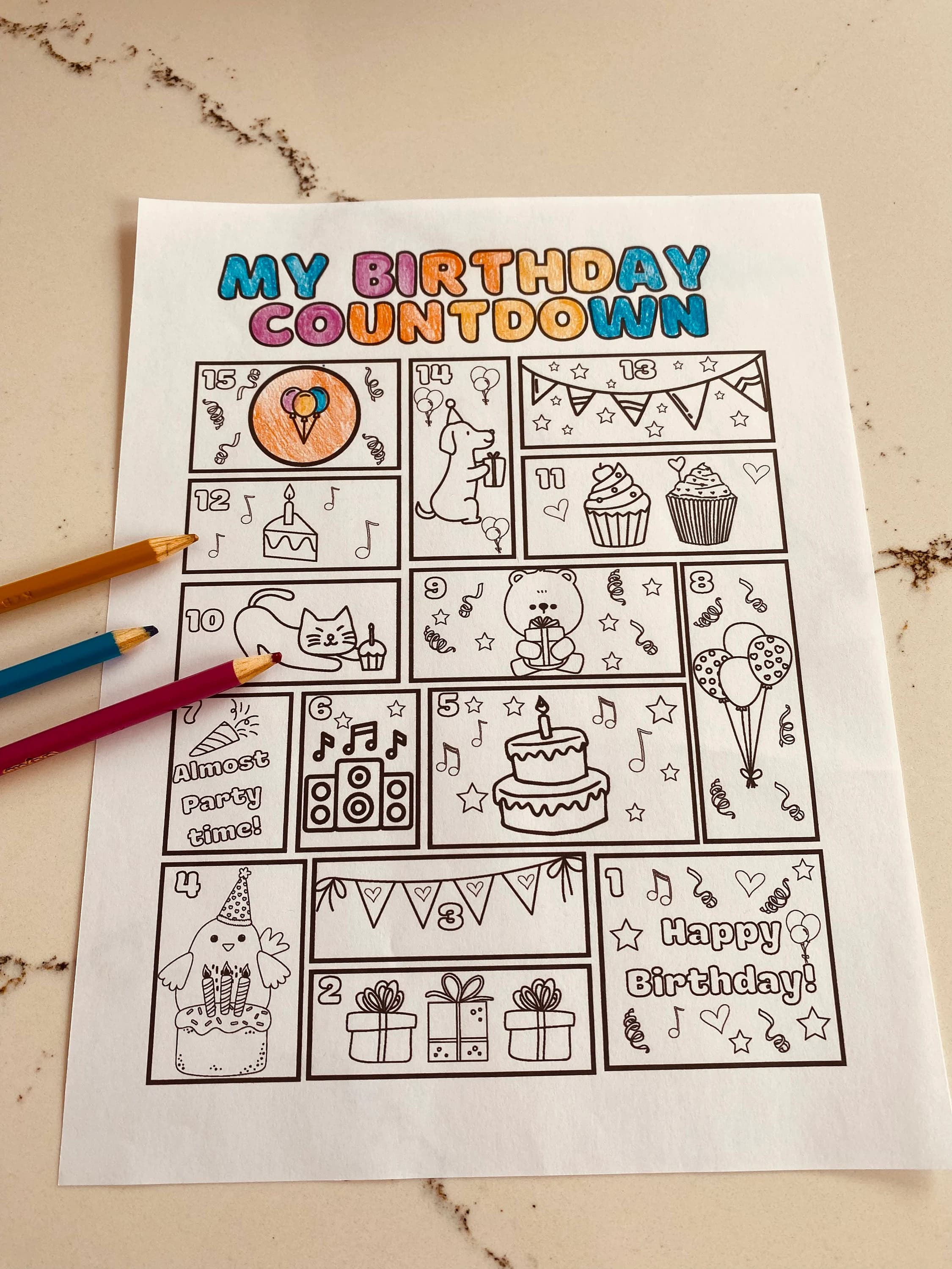 Birthday Countdown Calendar, Advent for Kids, DIY Printable Kids Activities, Color Pages, Celebration Tracker, Event Countdown - image 5