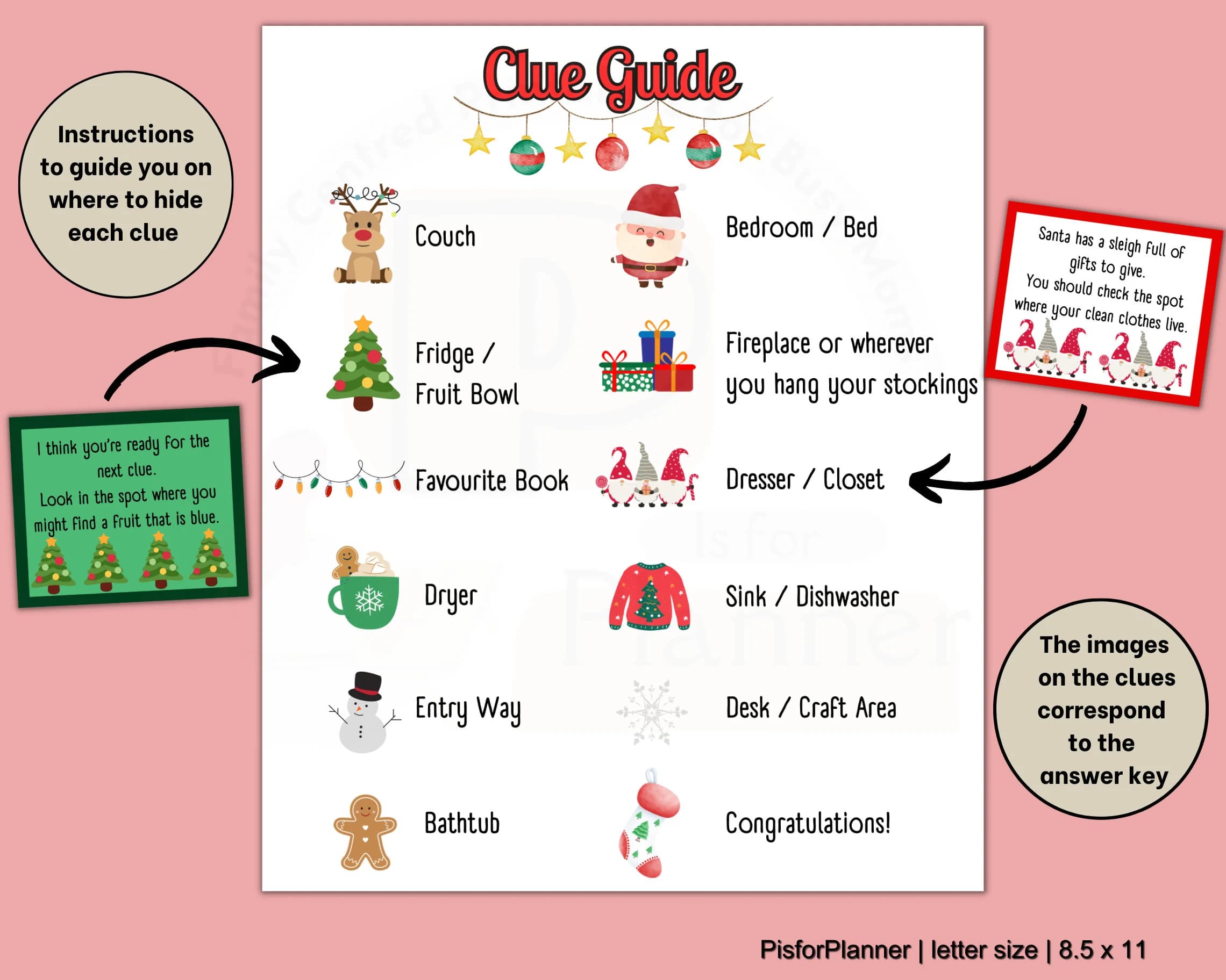 Christmas Scavenger Hunt for Kids, Indoor Holiday Treasure Hunt Clues, Fun Christmas Game, Printable Kids Activity, Holiday Party Game - image 4