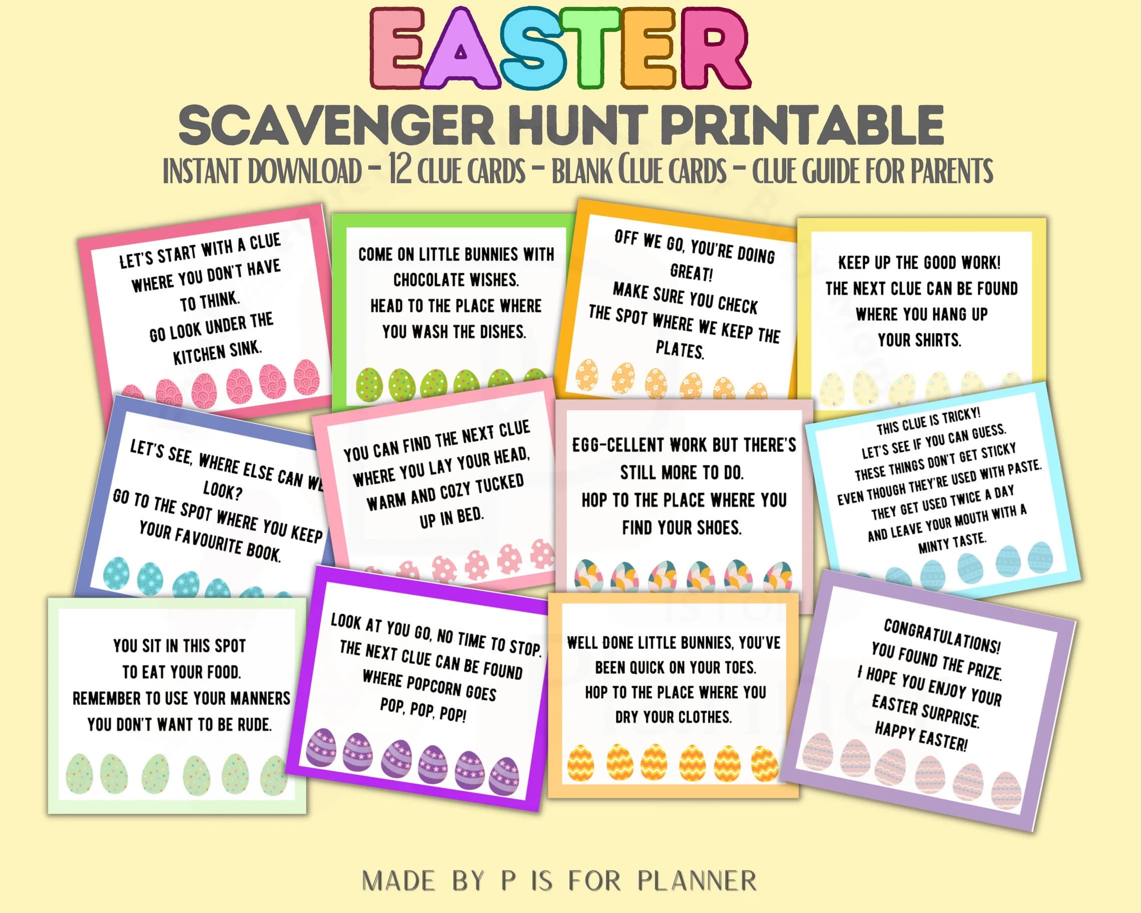 Indoor Easter Scavenger Hunt, Easter Game for Kids, Treasure Hunt for Kids, Easter Egg Hunt, Easter Printable