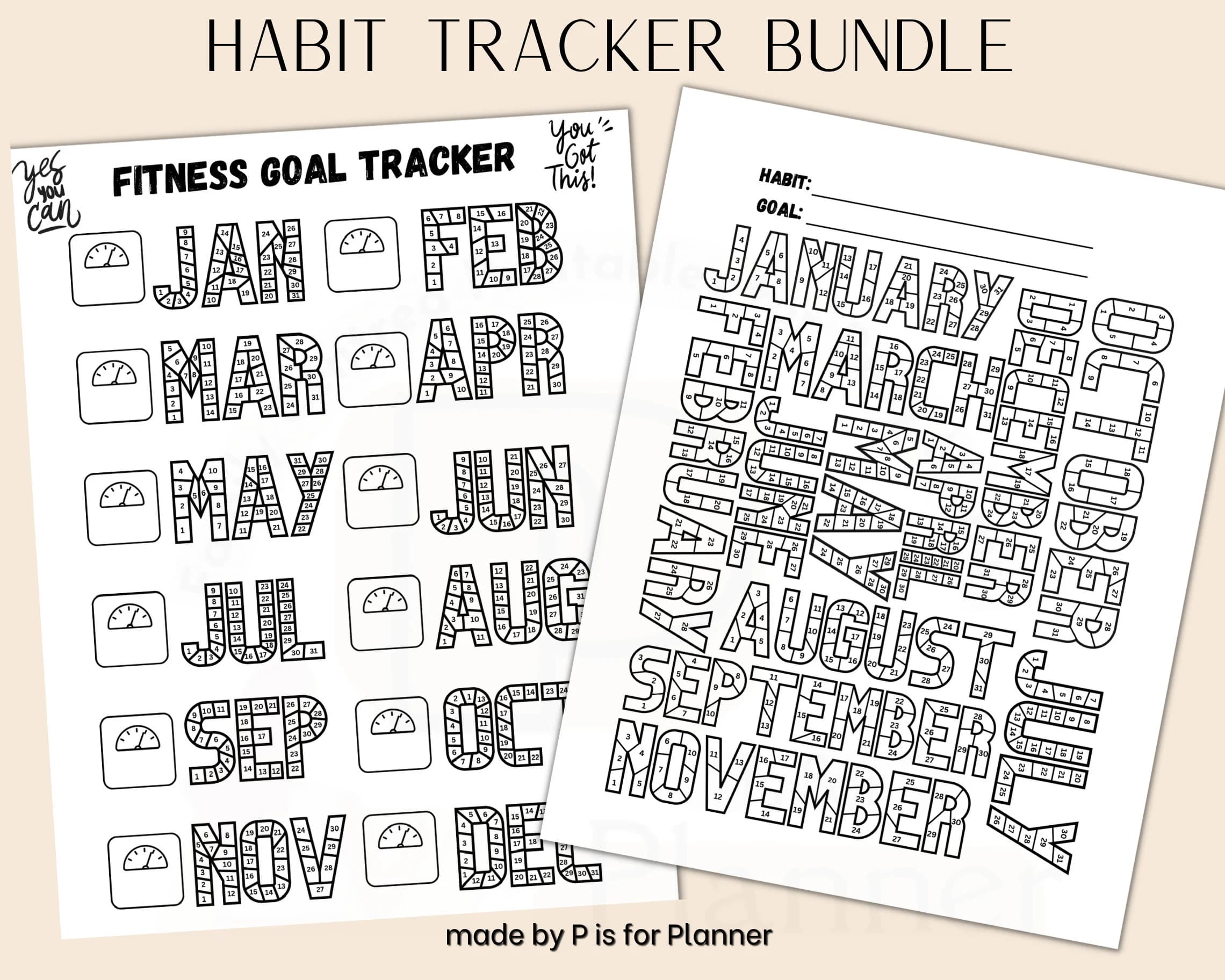 Yearly Fitness Health Trackers, Nutrition Tracker, Weight Loss Tracker, 365 Day Exercise & Diet Journal, Workout Tracker