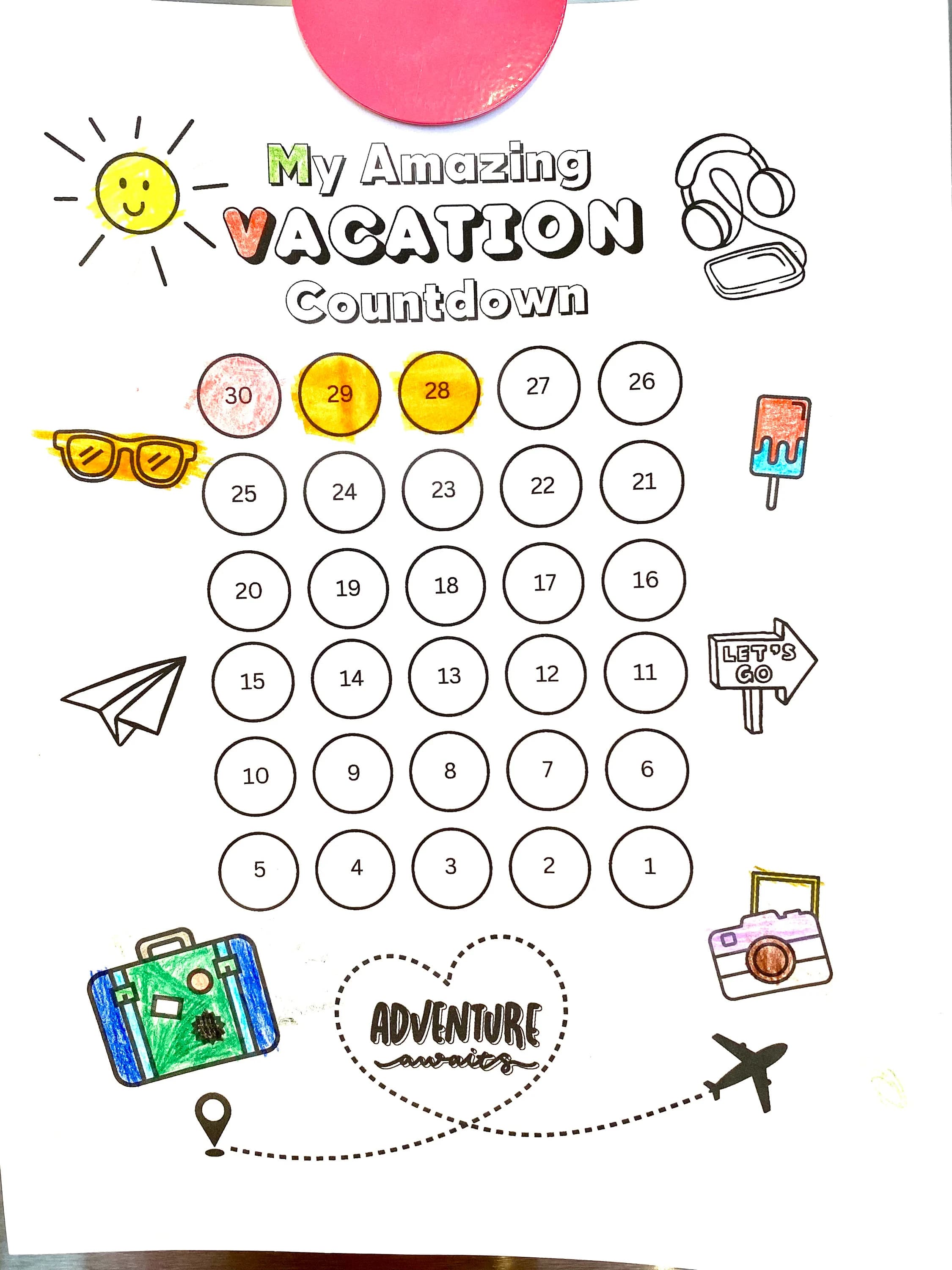 Kids Vacation Countdown Calendar Printable, Trip Planner, Printable Activities, Vacation Mode, Kids Holiday Fun Travel Planner Color Pages - image 2