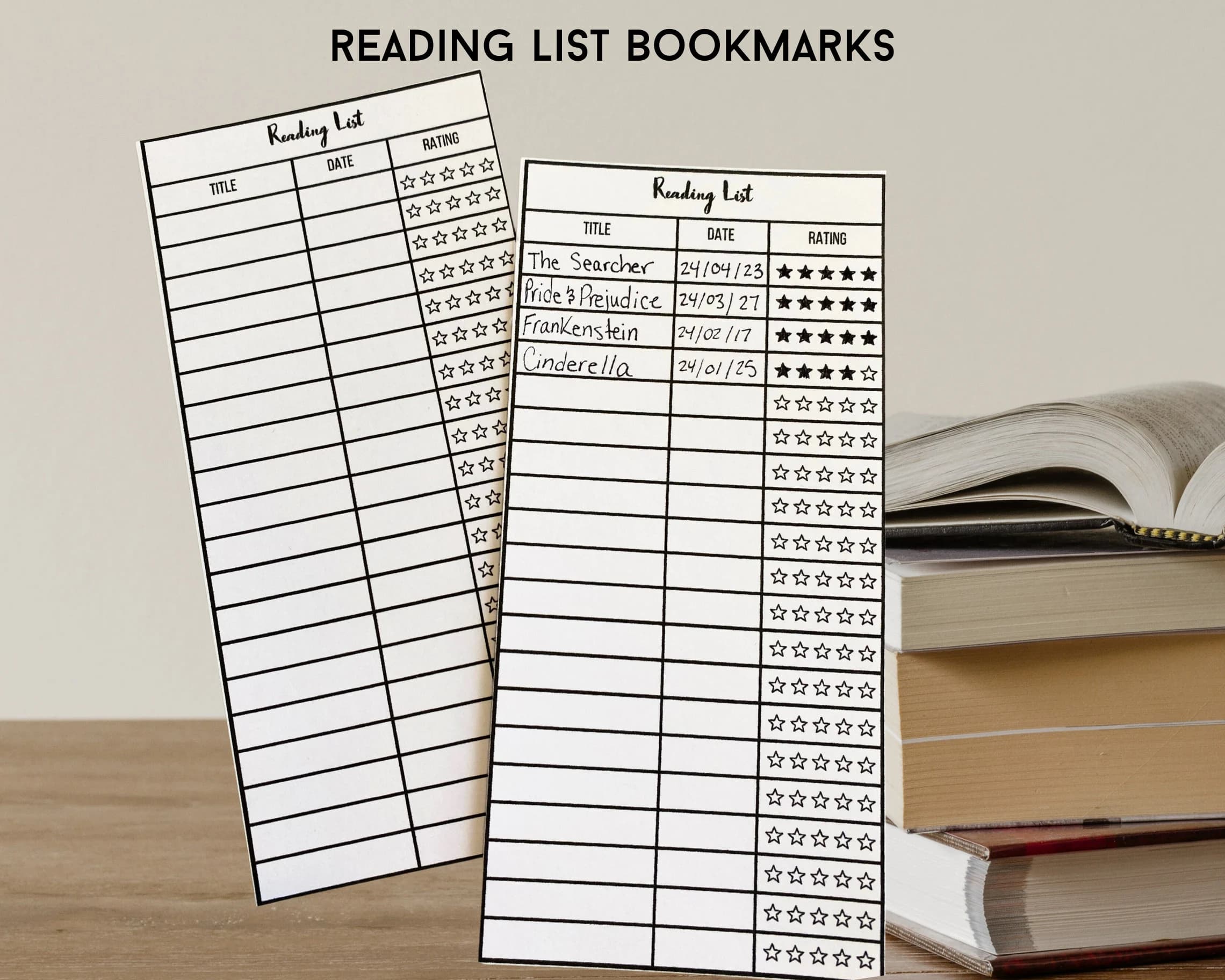 Printable Bookmark, Reading Log Tracker, Library Card Bookmark for Adults and Kids, Book Lover Gift