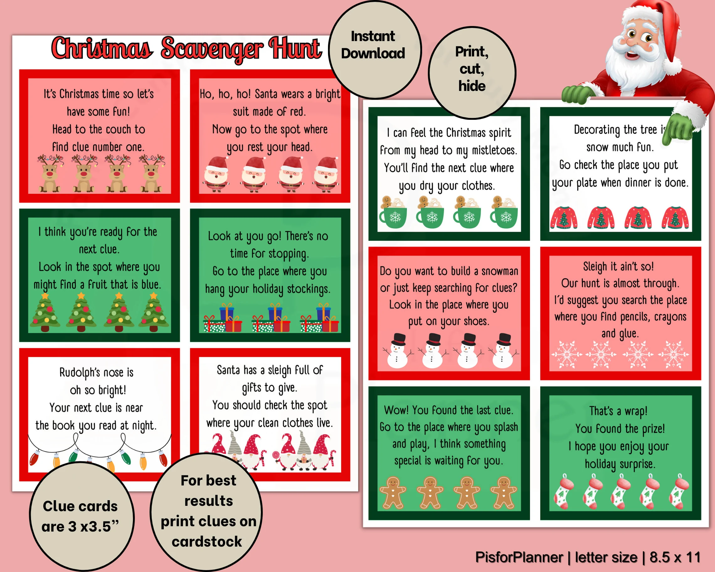 Christmas Scavenger Hunt for Kids, Indoor Holiday Treasure Hunt Clues, Fun Christmas Game, Printable Kids Activity, Holiday Party Game - image 2