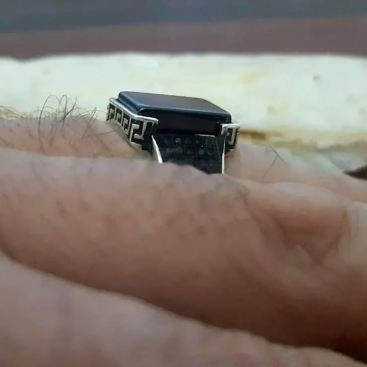 Handmade Square Onyx 925 Sterling Silver Ring, Gift For Him - image 4