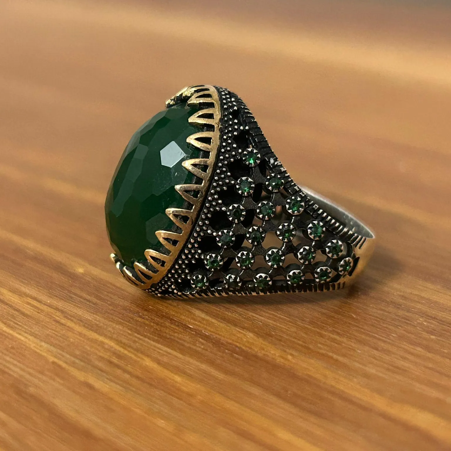 Green Zircon Stone Men's Ring: Handmade 925 Sterling Silver Dragon Ring - image 3