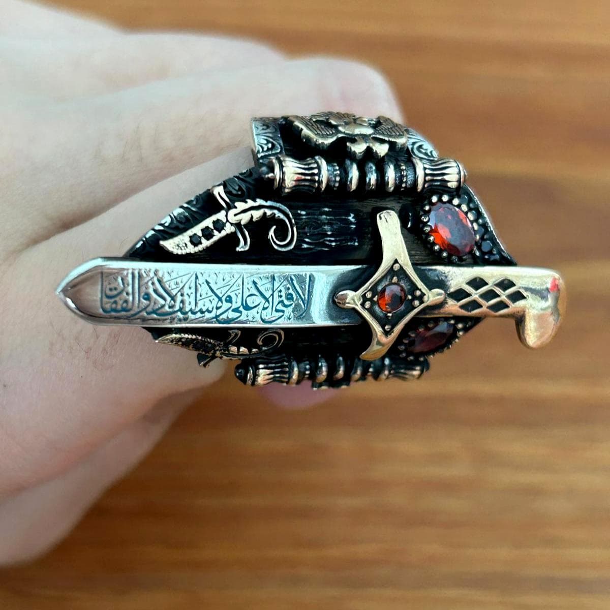 Sterling Silver Archer Thumb Ring: Turkish Zihgir Style - image 5