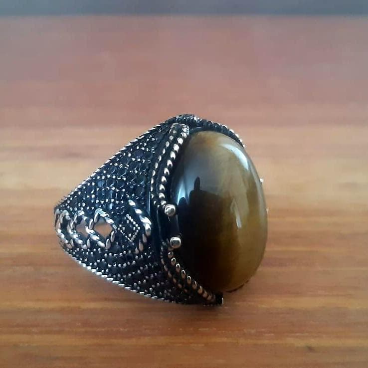 Handmade Tiger Eye Sterling Silver Ring, Turkish Ottoman Style - image 2