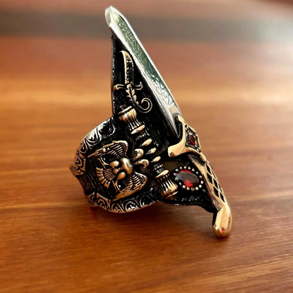 Sterling Silver Archer Thumb Ring: Turkish Zihgir Style - image 3