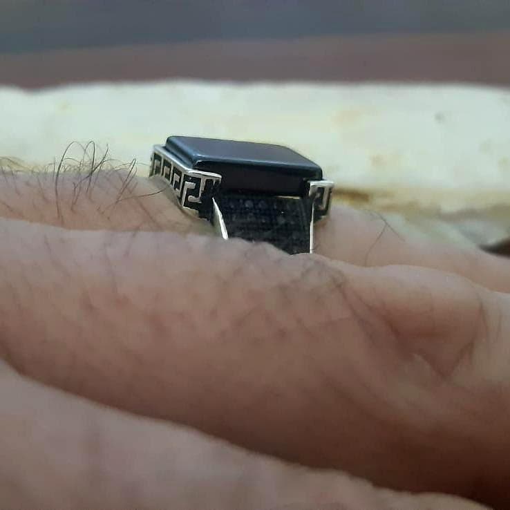 Handmade Square Onyx 925 Sterling Silver Ring, Gift For Him - image 3