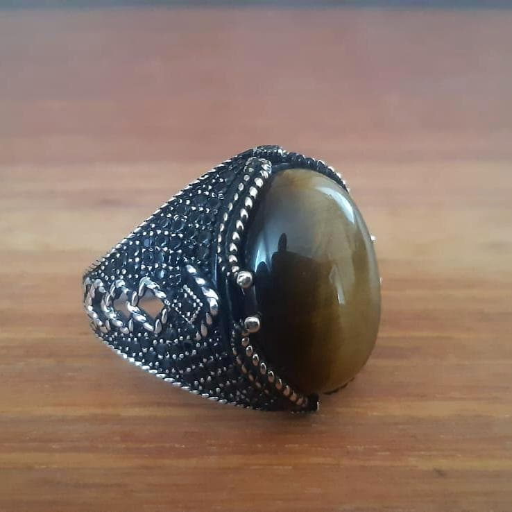 Handmade Tiger Eye Sterling Silver Ring, Turkish Ottoman Style - image 3