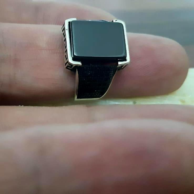 Handmade Square Onyx 925 Sterling Silver Ring, Gift For Him - image 2