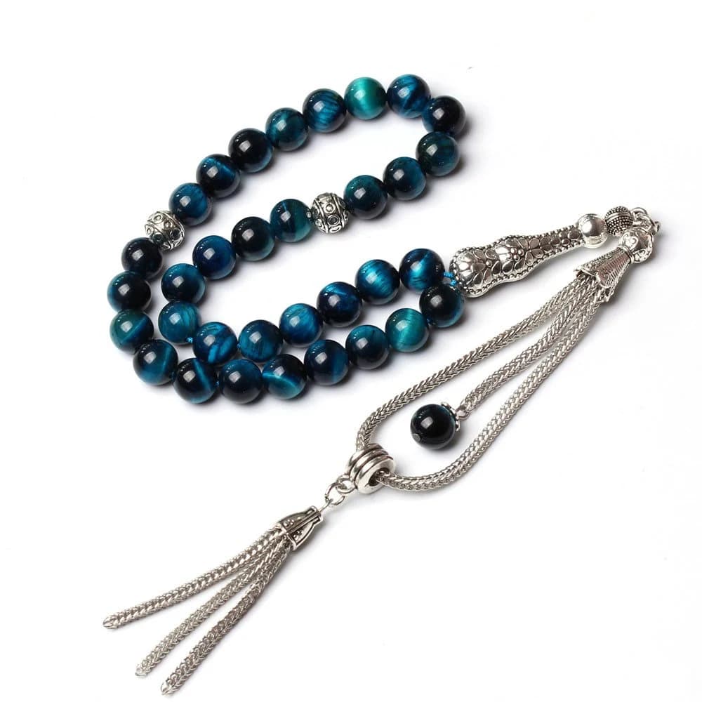 Blue Tiger-Eye Tasbih, Islamic Prayer Beads, Misbaha, Tasbeeh, Muslim Rosary, Tasbih, Counting Beads, Gift Tasbih - image 4
