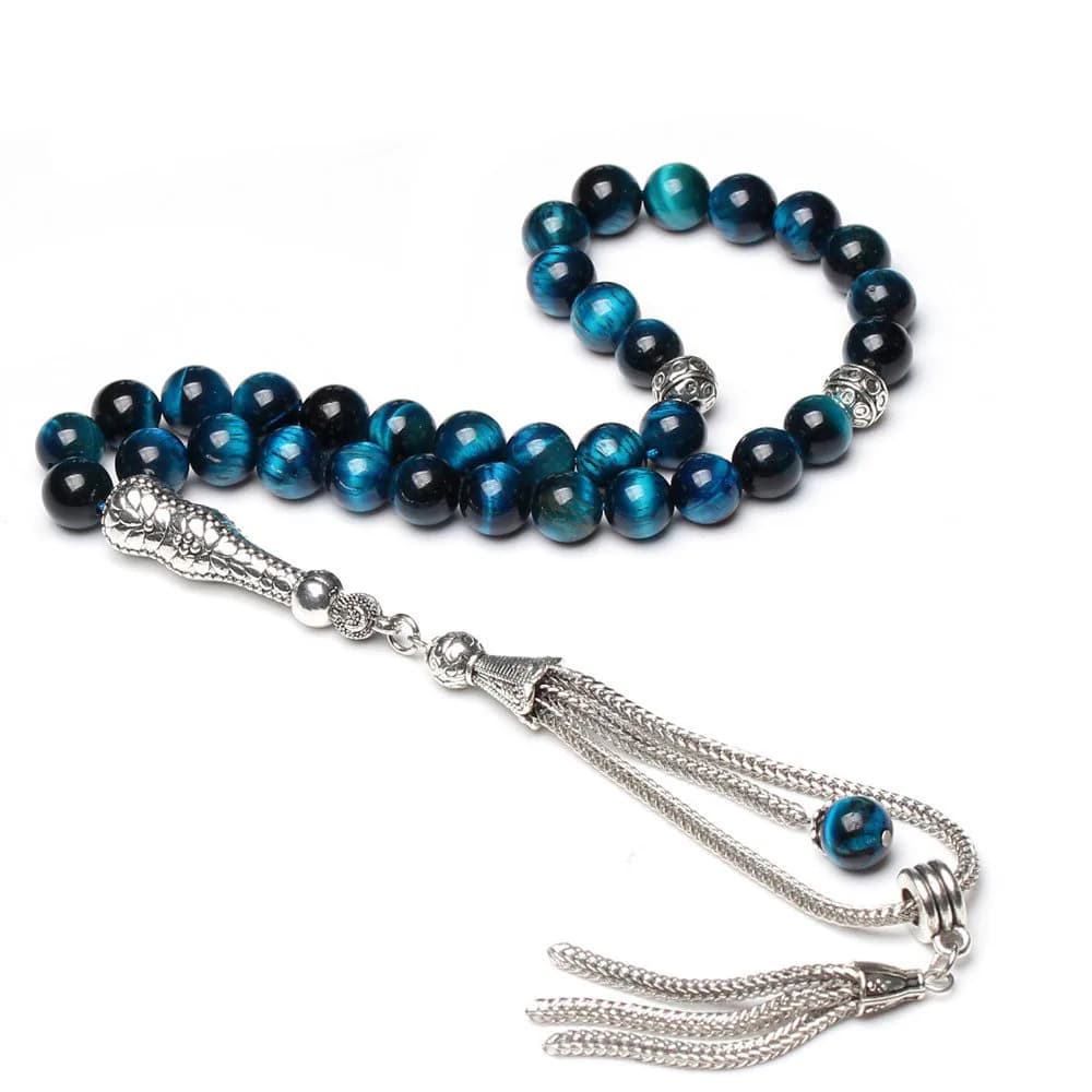 Blue Tiger-Eye Tasbih, Islamic Prayer Beads, Misbaha, Tasbeeh, Muslim Rosary, Tasbih, Counting Beads, Gift Tasbih - image 5
