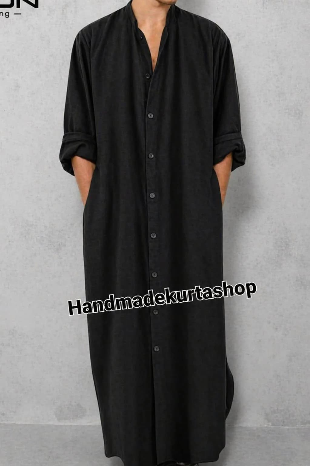 Men's Linen Kaftan, Black color Soft Casual Loose Fit Soft Quality / Lounge wear,