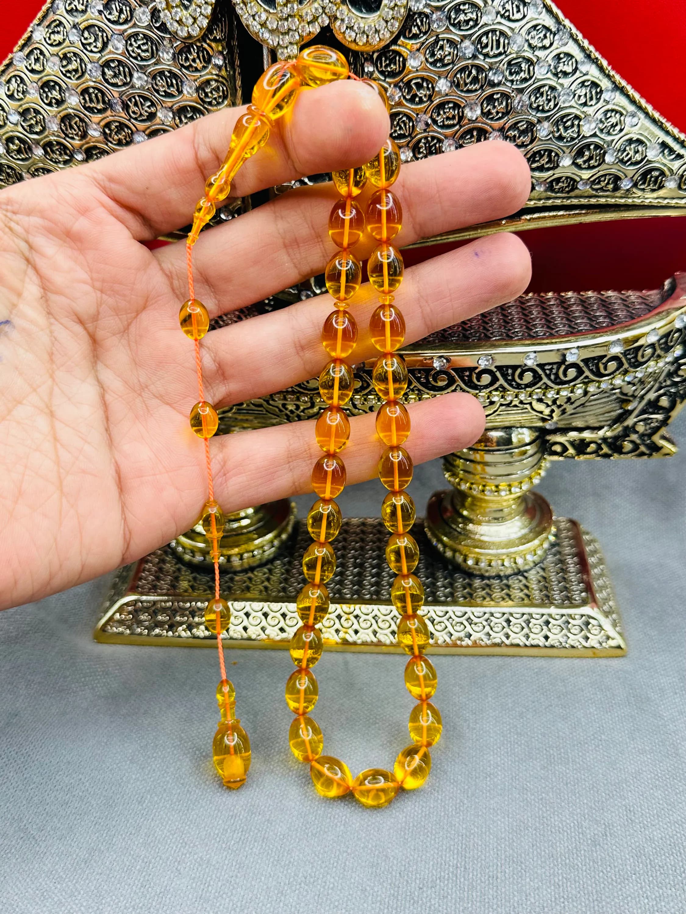 Dice Amber Tasbih, Handcrafted Tasbih, Islamic Prayer Beads, Muslim Rosary, Orange Amber Tasbeeh, Faturan Amber, Gift for Muslim Dad,