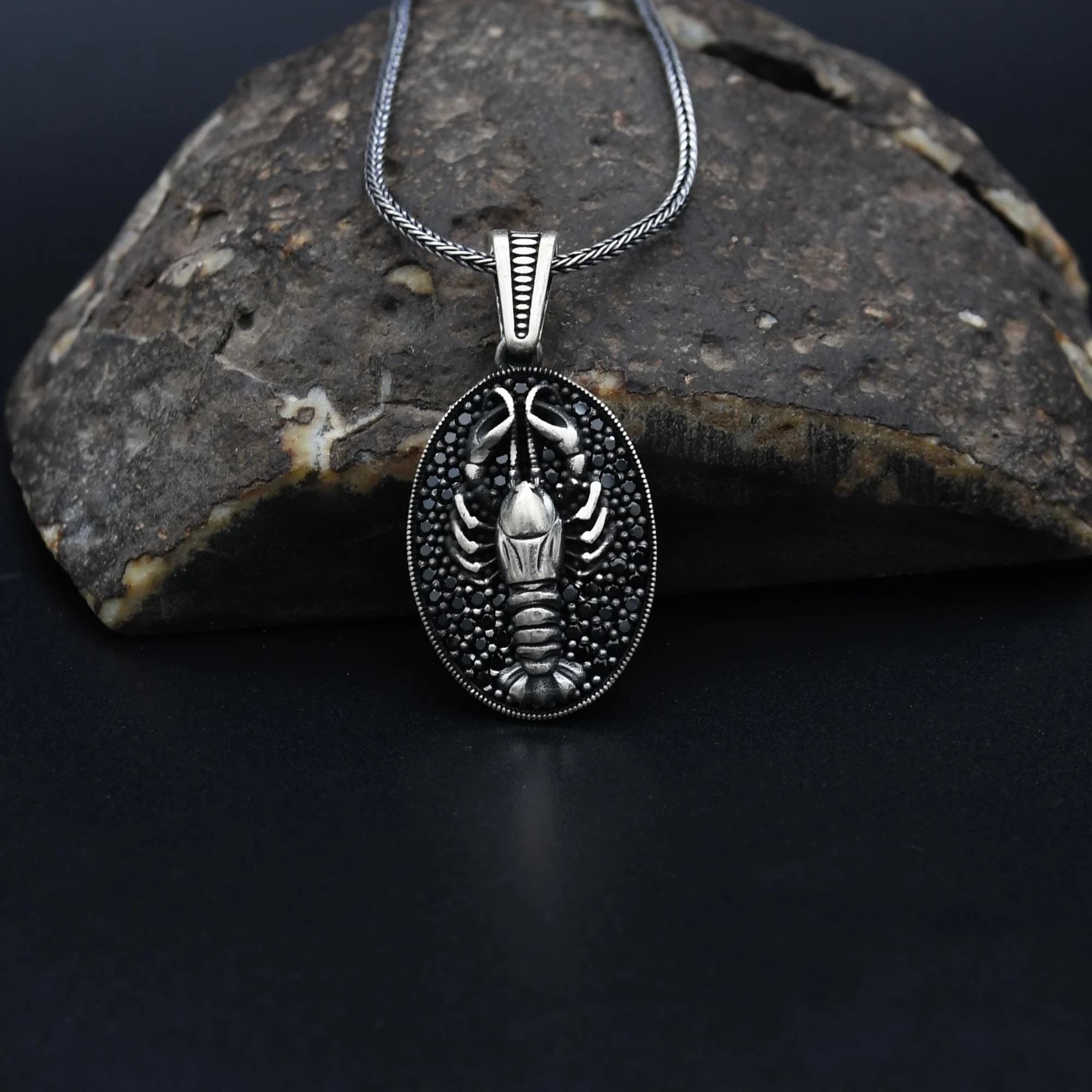 Lobster Silver Charm With Chain, Animal Lover Necklace, Lobster Silver Necklace, Handmade Necklace, 925 Sterling Silver Necklace