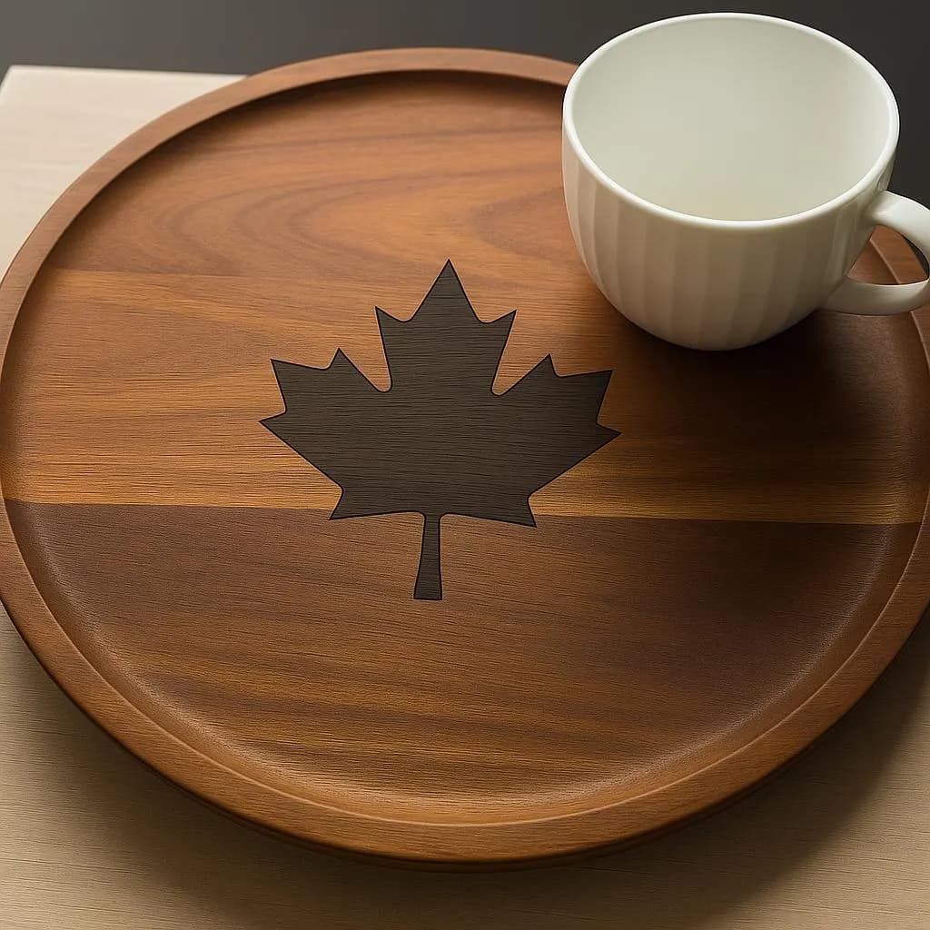 Handcrafted Acacia Wood Maple Leaf Serving Tray – Canadian Decor - image 4