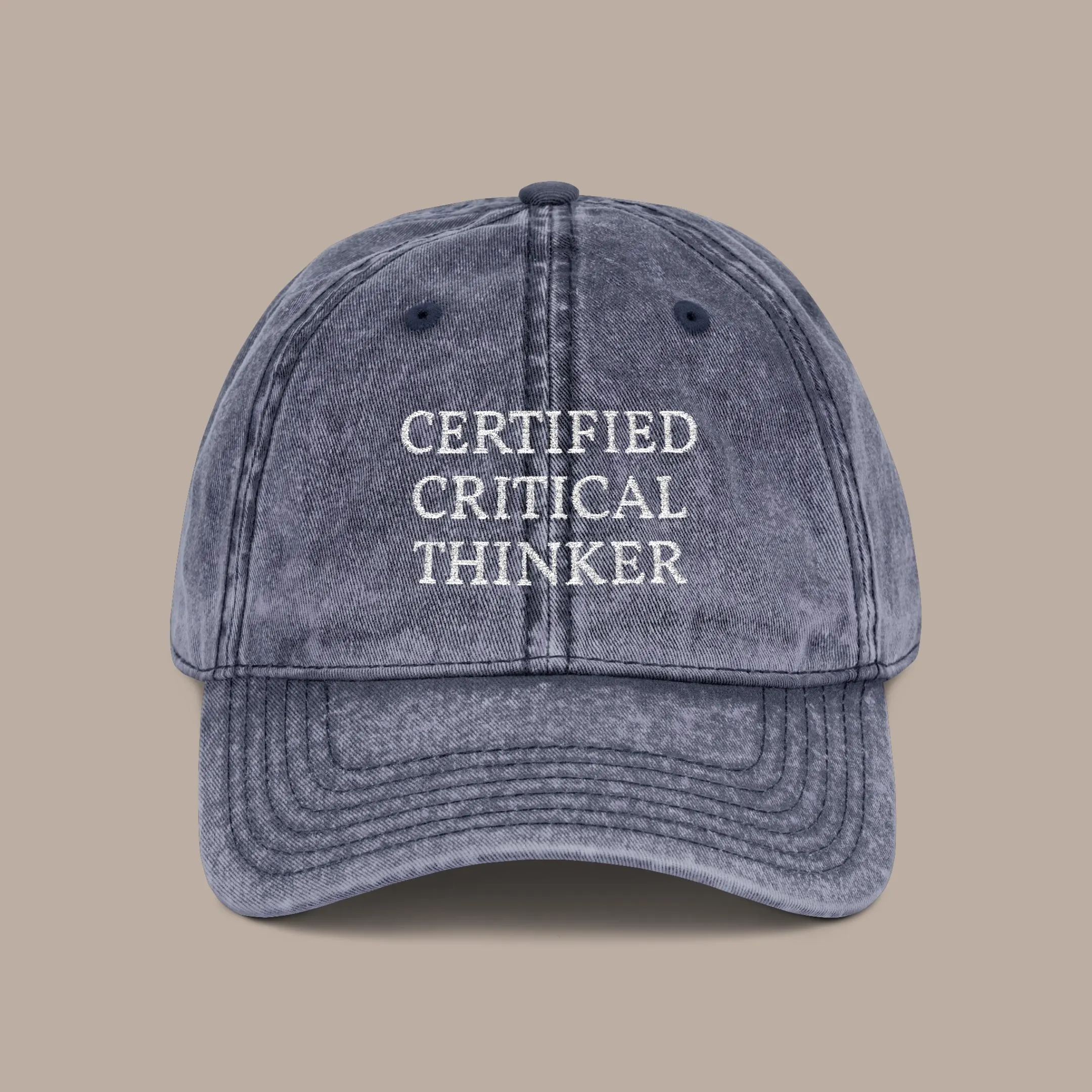 Embroidered "Certified Critical Thinker" Vintage Cap: Funny Thinker Gift - image 3