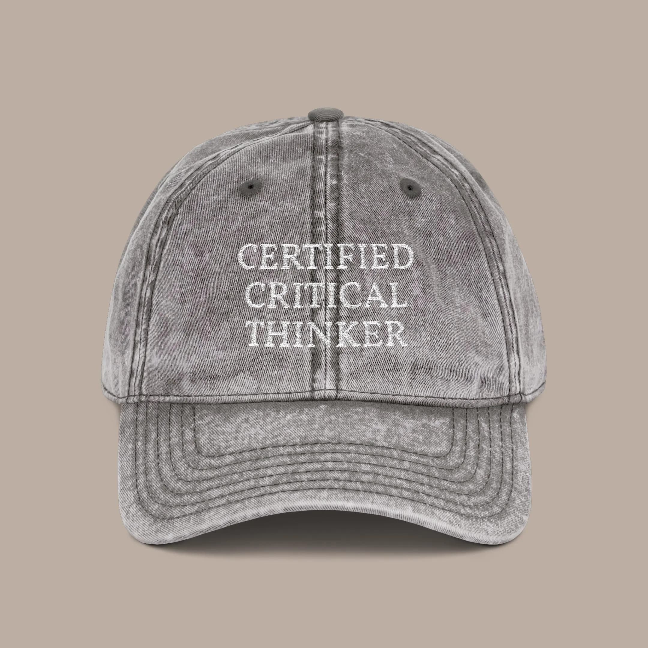 Embroidered "Certified Critical Thinker" Vintage Cap: Funny Thinker Gift - image 5