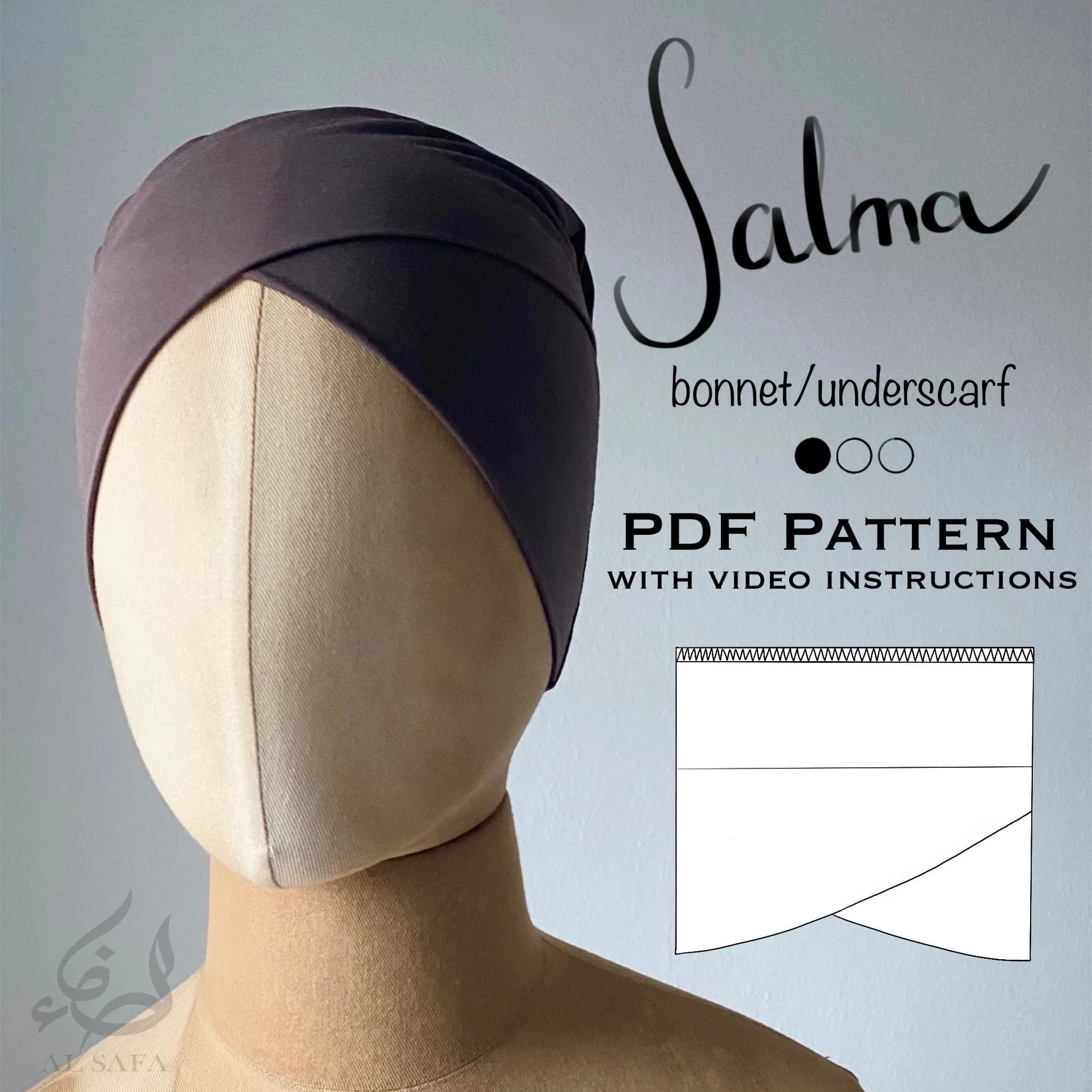Sewing pattern of the hijab bonnet/undercard SALMA