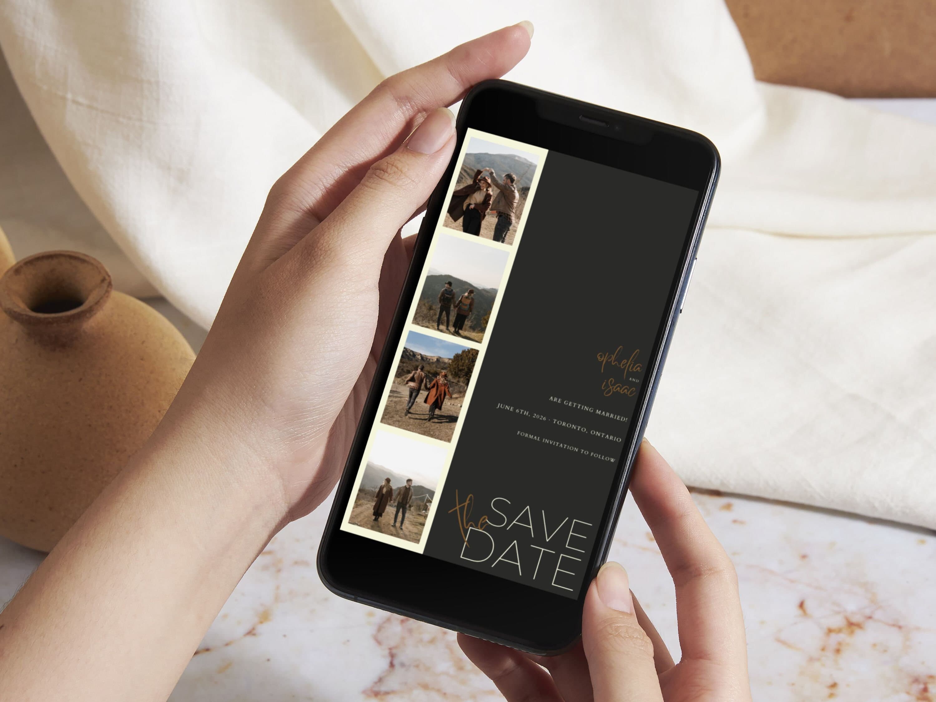 Electronic Save the Date, Wedding Evite Canva Template (Digital Download)