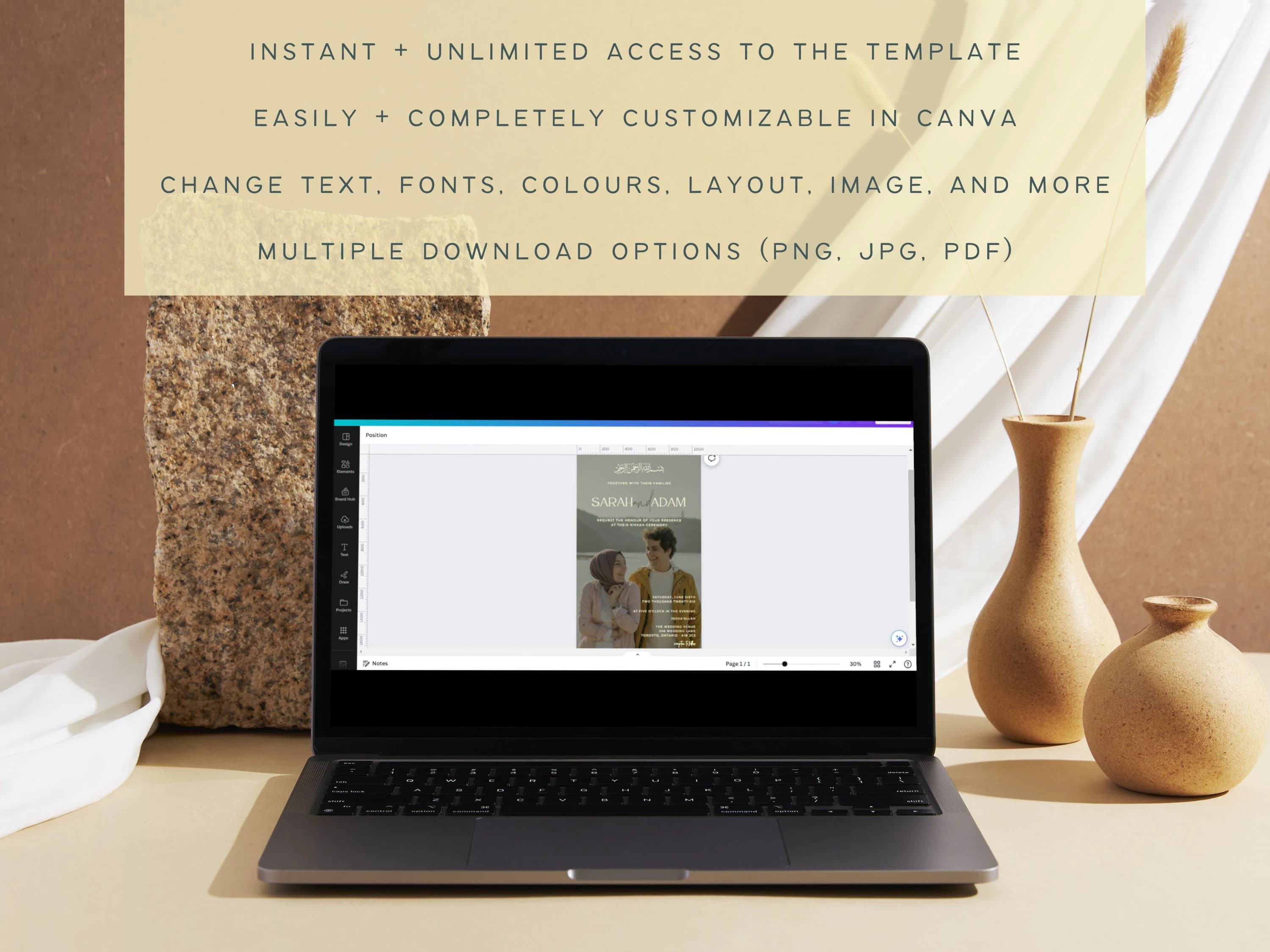 Digital Muslim Wedding Invitation, Electronic Nikkah Invite (Canva Template) - image 4