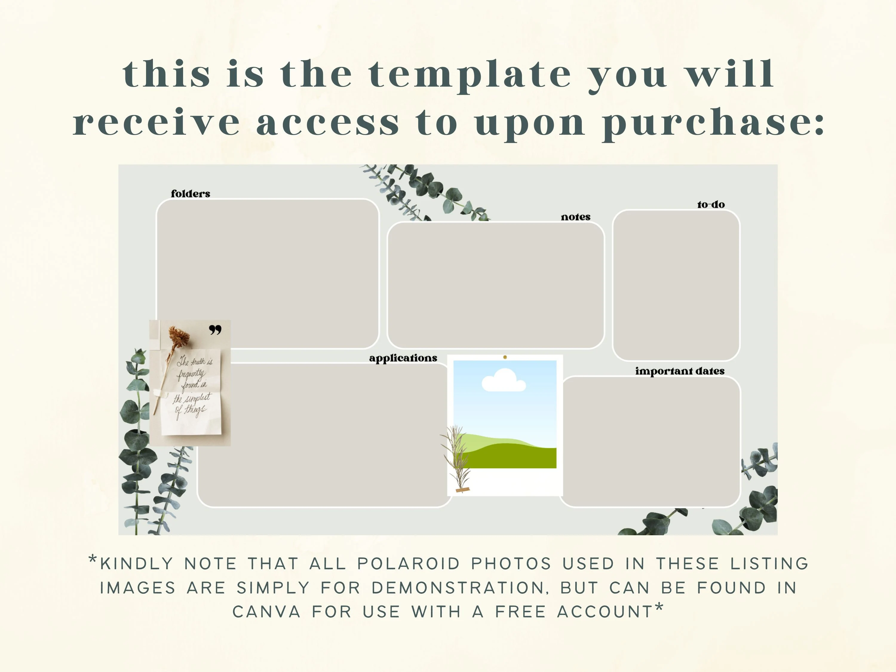 Eucalyptus Desktop Organizer Wallpaper | Editable Canva Template (Digital Download) - image 4