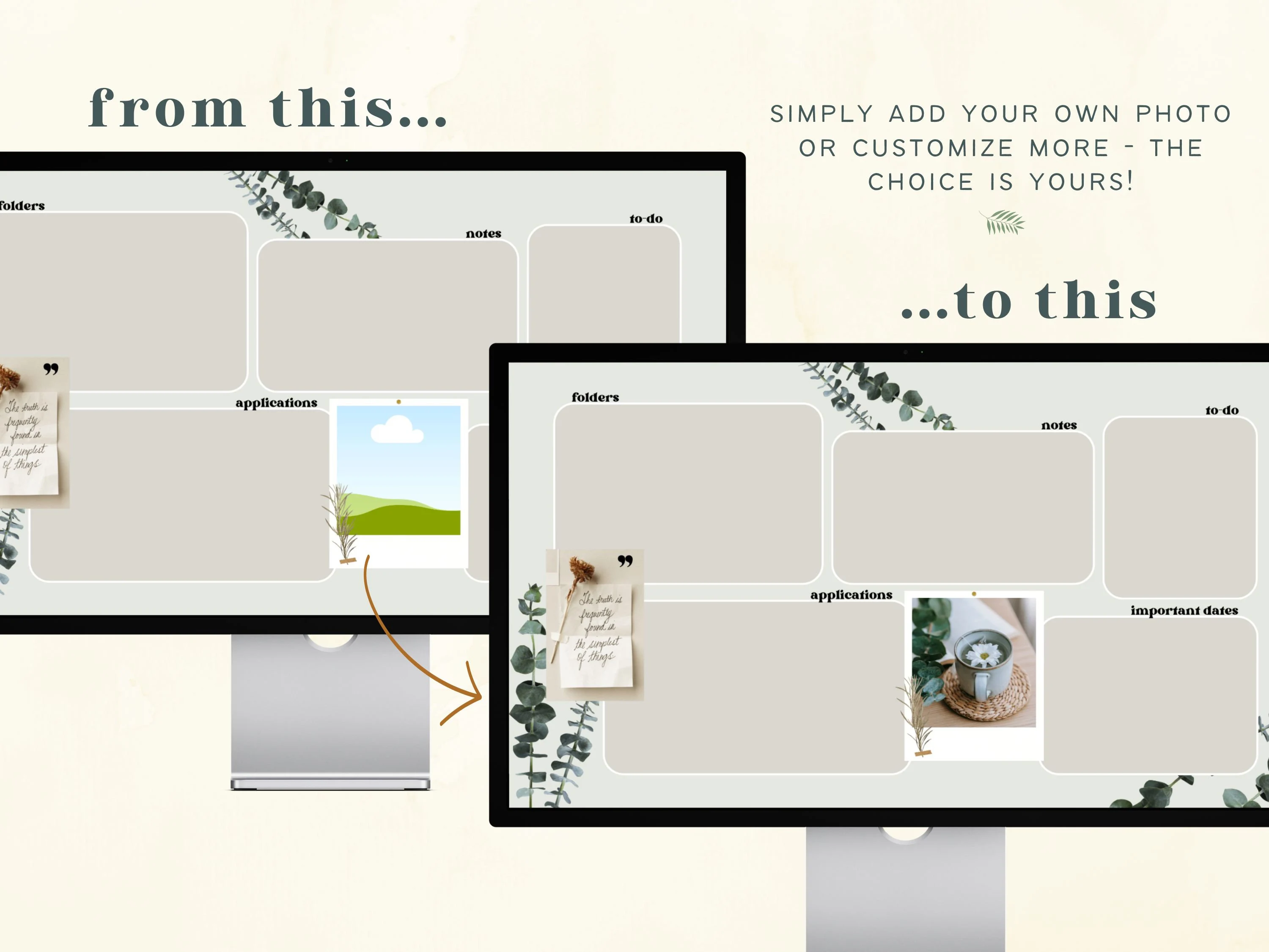 Eucalyptus Desktop Organizer Wallpaper | Editable Canva Template (Digital Download) - image 2