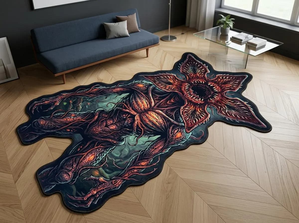 Demogorgon Creature accent rug with deep red, black, teal, orange design, cinematic illustratio. Demogorgon Creature accent rug mit deep red, black, teal, orange Design, cinematic illustration. Accent Rug demogorgon creature au design deep red, black, teal, orange, décor cinematic illustr. Accent Rug demogorgon creature con diseño deep red, black, teal, orange, decoración cinematic i. Accent Rug demogorgon creature con design deep red, black, teal, orange, arredo cinematic illus.