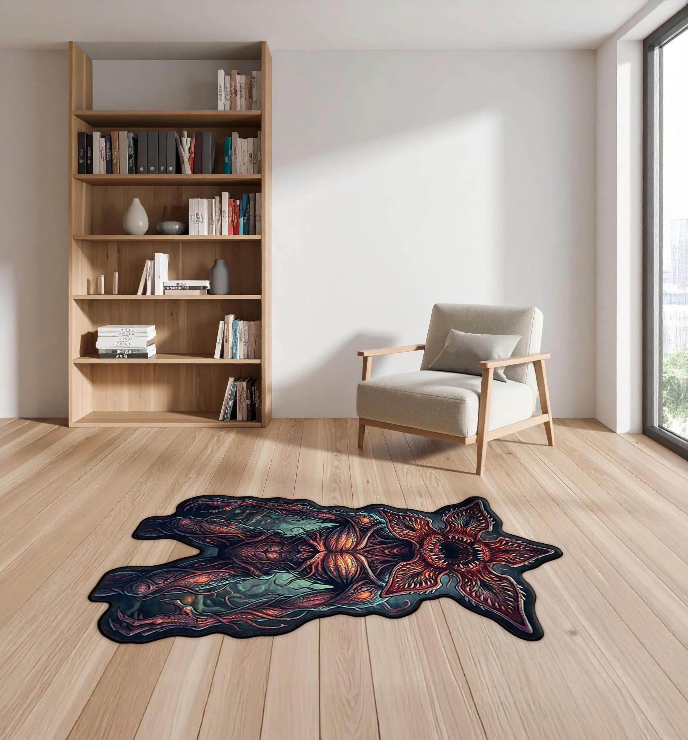Demogorgon accent rug with maroon, teal, orange, black design, stylized comic book illustration. Demogorgon accent rug mit maroon, teal, orange, black Design, stylized comic book illustration.. Accent Rug demogorgon au design maroon, teal, orange, black, décor stylized comic book illustra. Accent Rug demogorgon con diseño maroon, teal, orange, black, decoración stylized comic book il. Accent Rug demogorgon con design maroon, teal, orange, black, arredo stylized comic book illust.