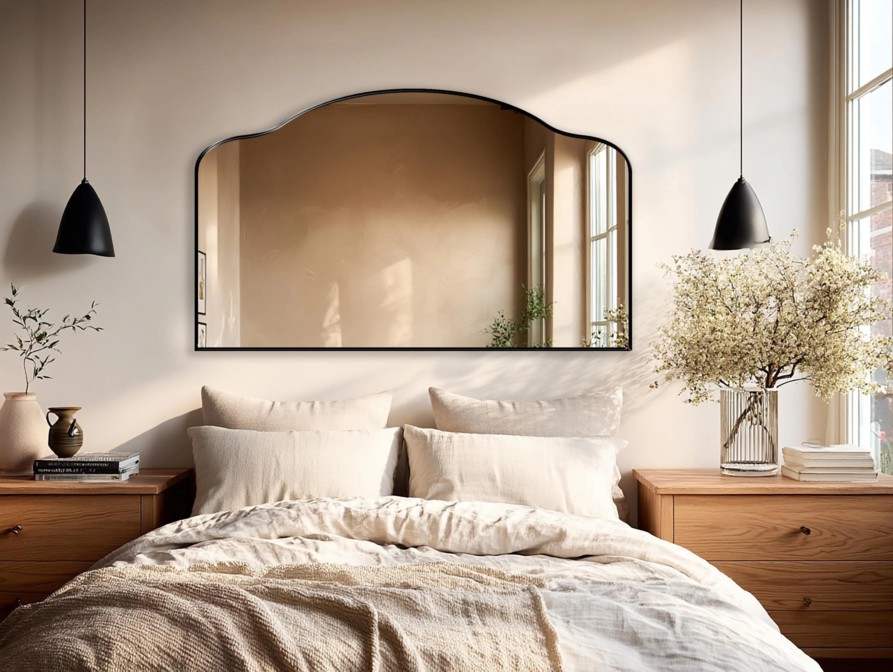 Sydney Bridge Mirror by Asmiro – Wide Wall Mirror for Double Vanity, Mantel or Master Bathroom Decor – Horizontal Design, Customizable Size - image 4