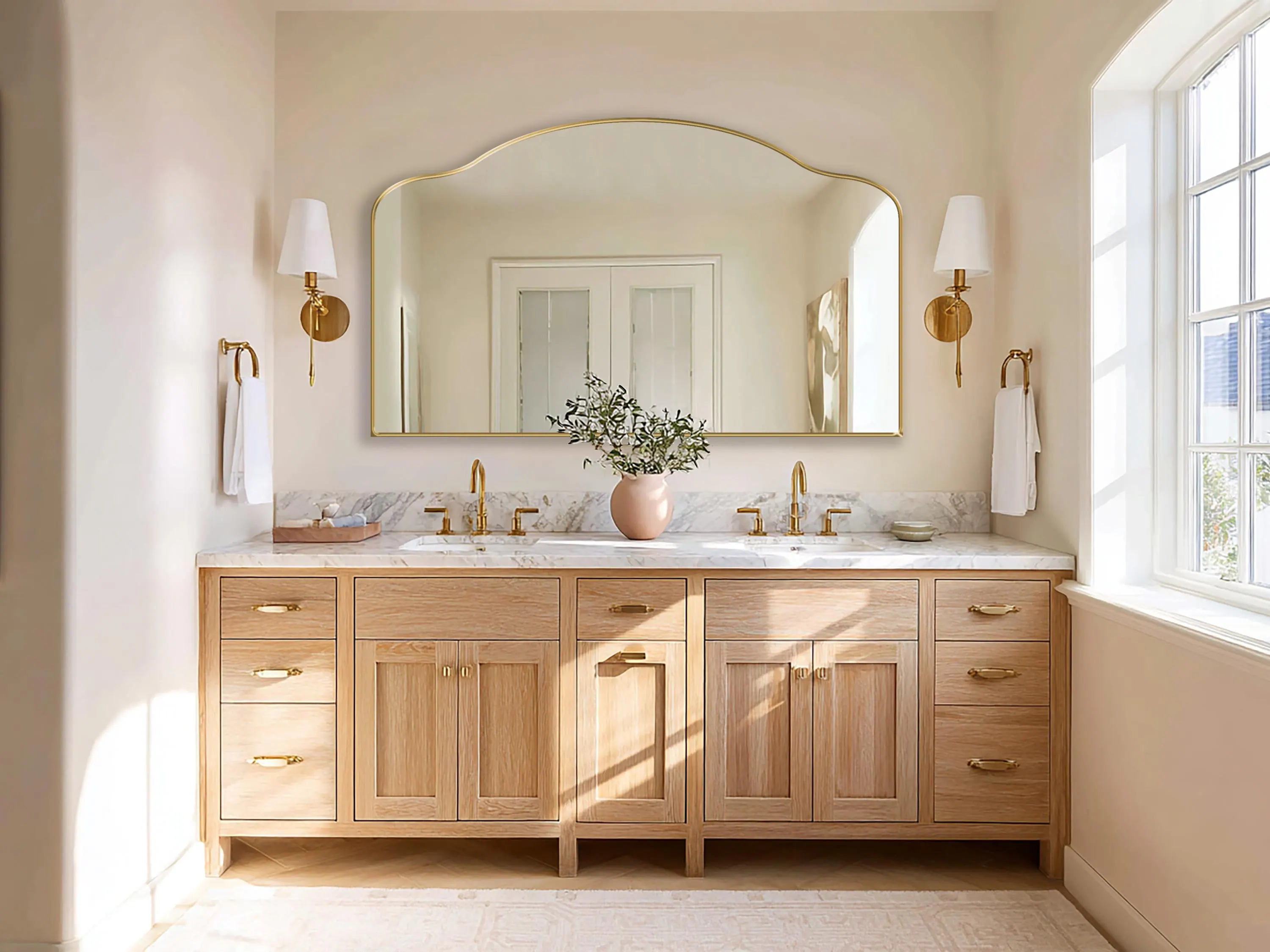 Sydney Bridge Mirror by Asmiro – Wide Wall Mirror for Double Vanity, Mantel or Master Bathroom Decor – Horizontal Design, Customizable Size - image 2