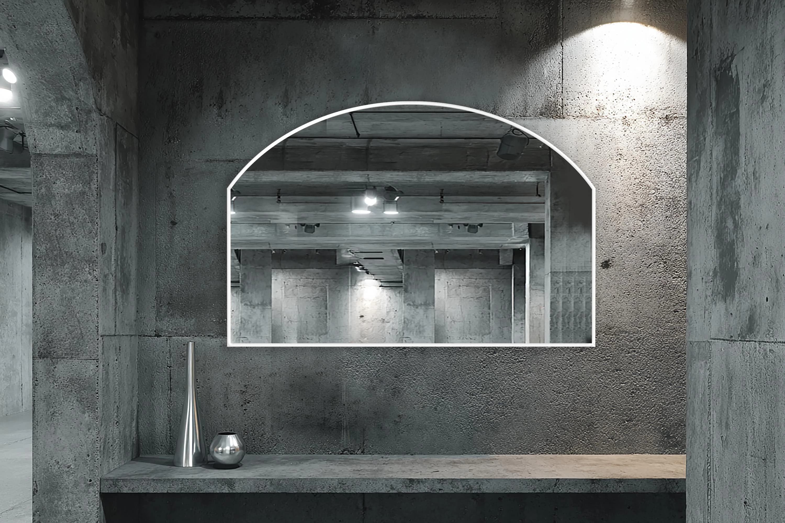 Meridian Mirror by Asmiro - Horizontal Arch Wall Mirror, Large Double Vanity Mirror, Rounded Top Bathroom Mirror, Modern Master Bath Decor - image 4