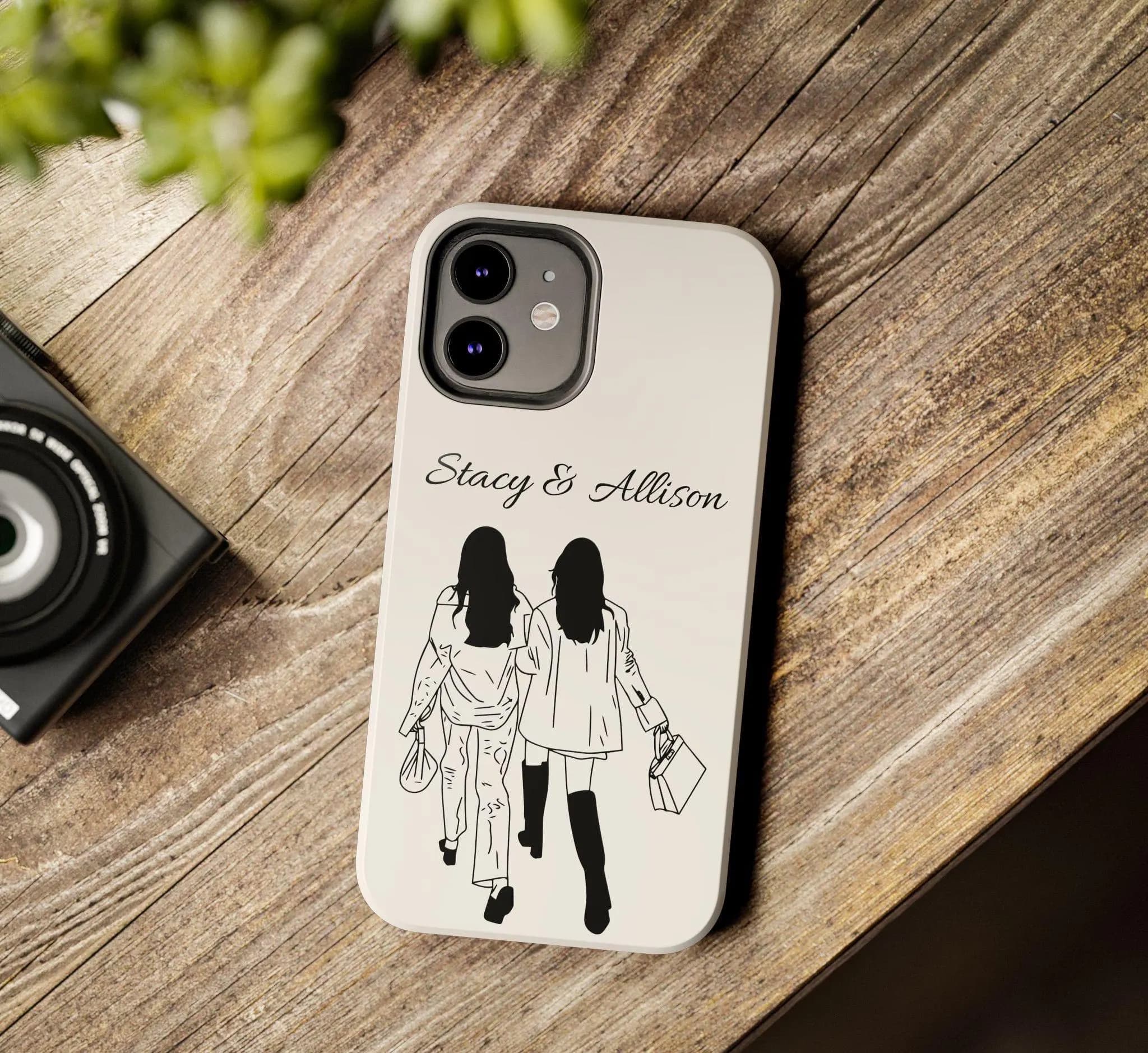 Personalized Best Friend Phone Case, Custom BFF Names Case, Shopping Besties Phone Case, Friendship Gift for Her