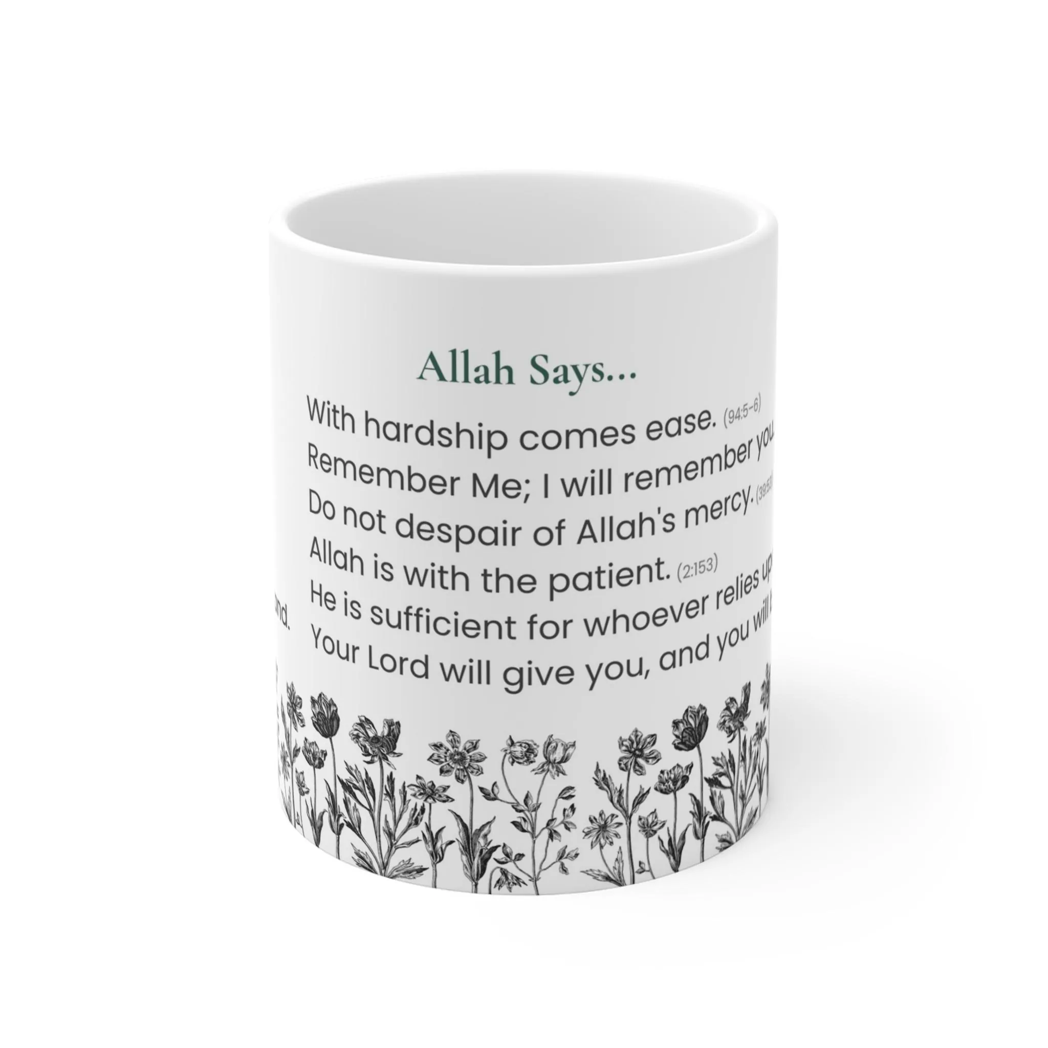 You Say Allah Says Mug, Islamic Motivational Coffee Mug, Quran Reminder Mug, Floral Muslim Gift, Inspirational Ceramic Cup