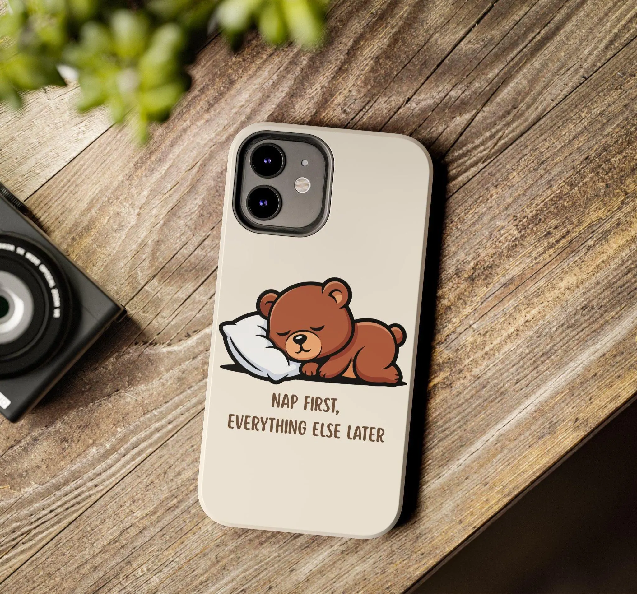 Nap First Everything Else Later Phone Case, Sleeping Bear iPhone Cover, Cute Animal Aesthetic Case