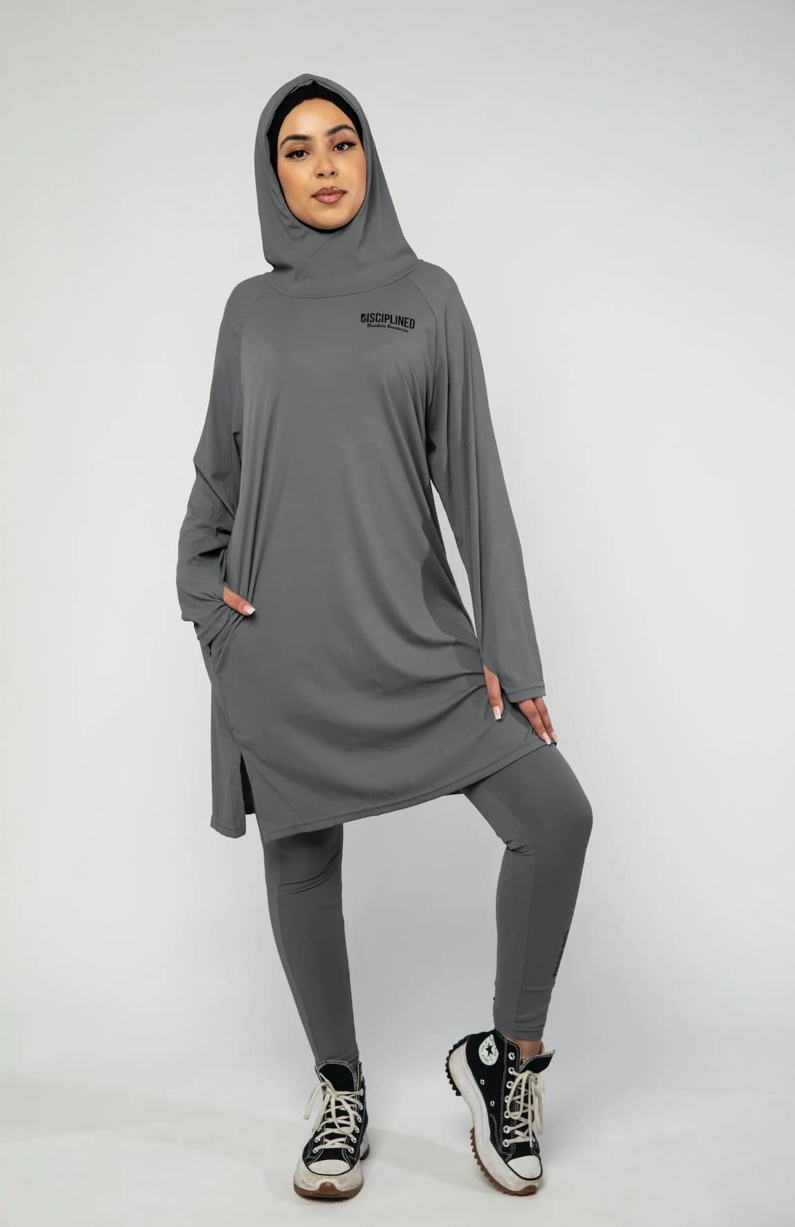 Modest Activewear/Swimwear Hoodie - Essential Charcoal - image 3