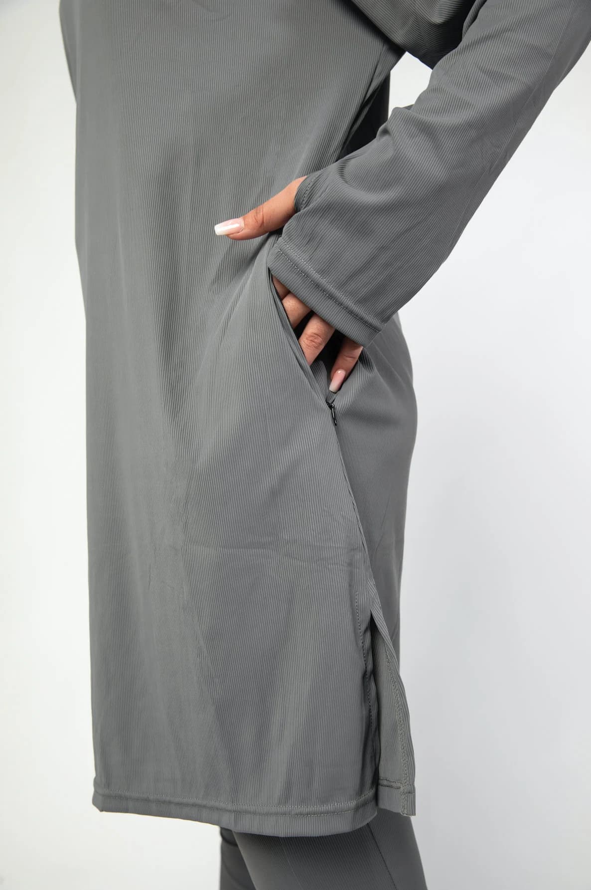 Modest Activewear/Swimwear Hoodie - Essential Charcoal - image 2