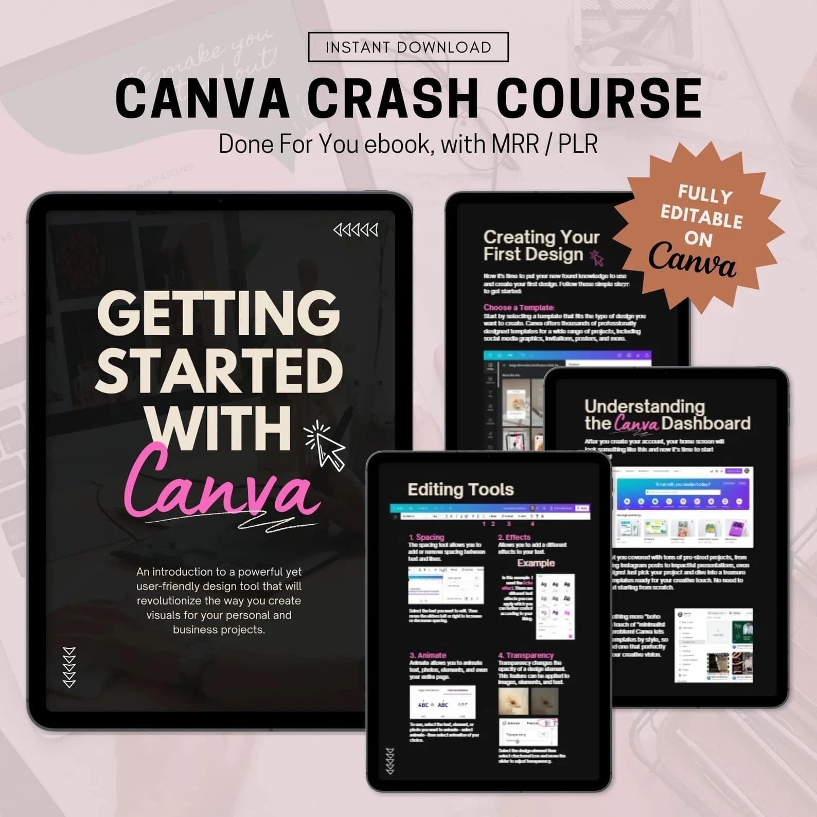 Canva Crash Course E-book, PLR/MRR Resell Rights (Digital Download)