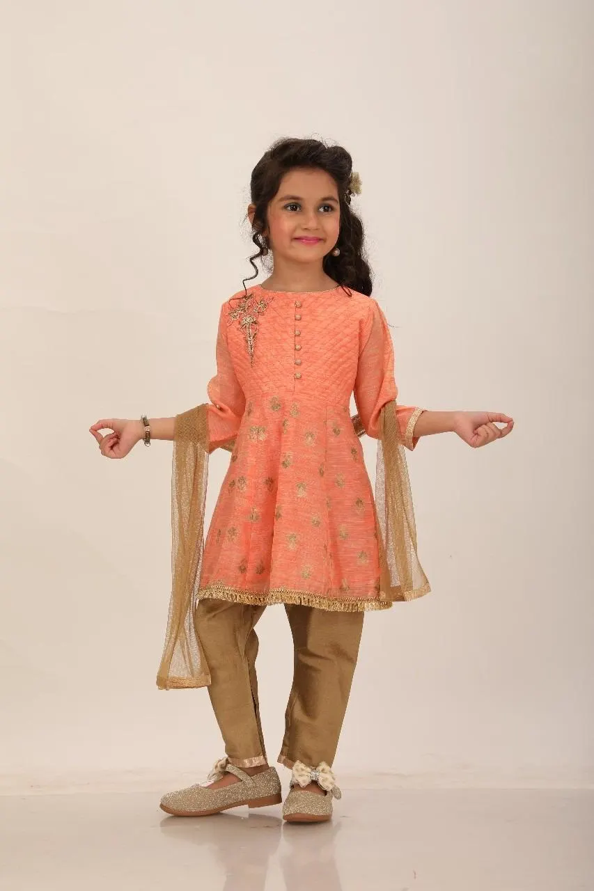Girl's Anarkali Dress: Indian Pakistani Frock, 3-Piece Party Wear (0-5yrs) - image 5