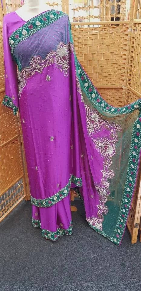 Indian Pakistani Designer Party Wear Stylish Stone Saree Sari with Blouse_SA-3747 - image 3