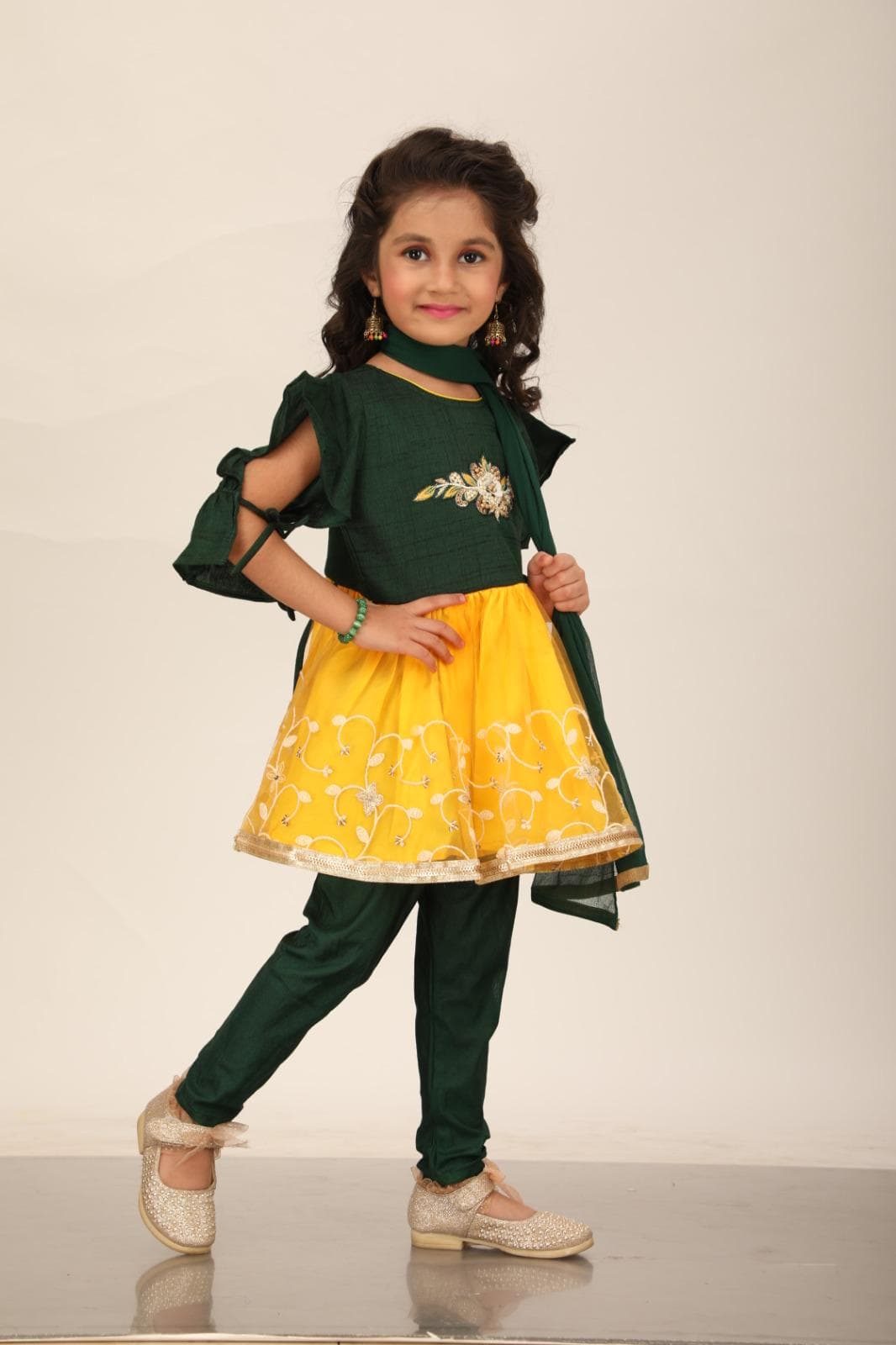Girls' Anarkali Frock Suit: 3-Piece Indian Party Dress (0-5 Years) - image 5