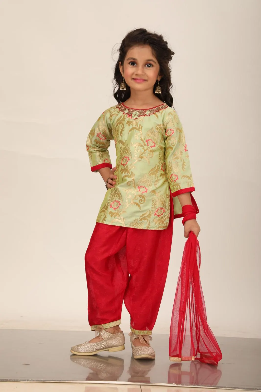 Patiala Suit Pakistani Salwar Kameez Girls indian Jaggo Mehndi dress Newborn-5yrs_BGSL-2083 - image 3
