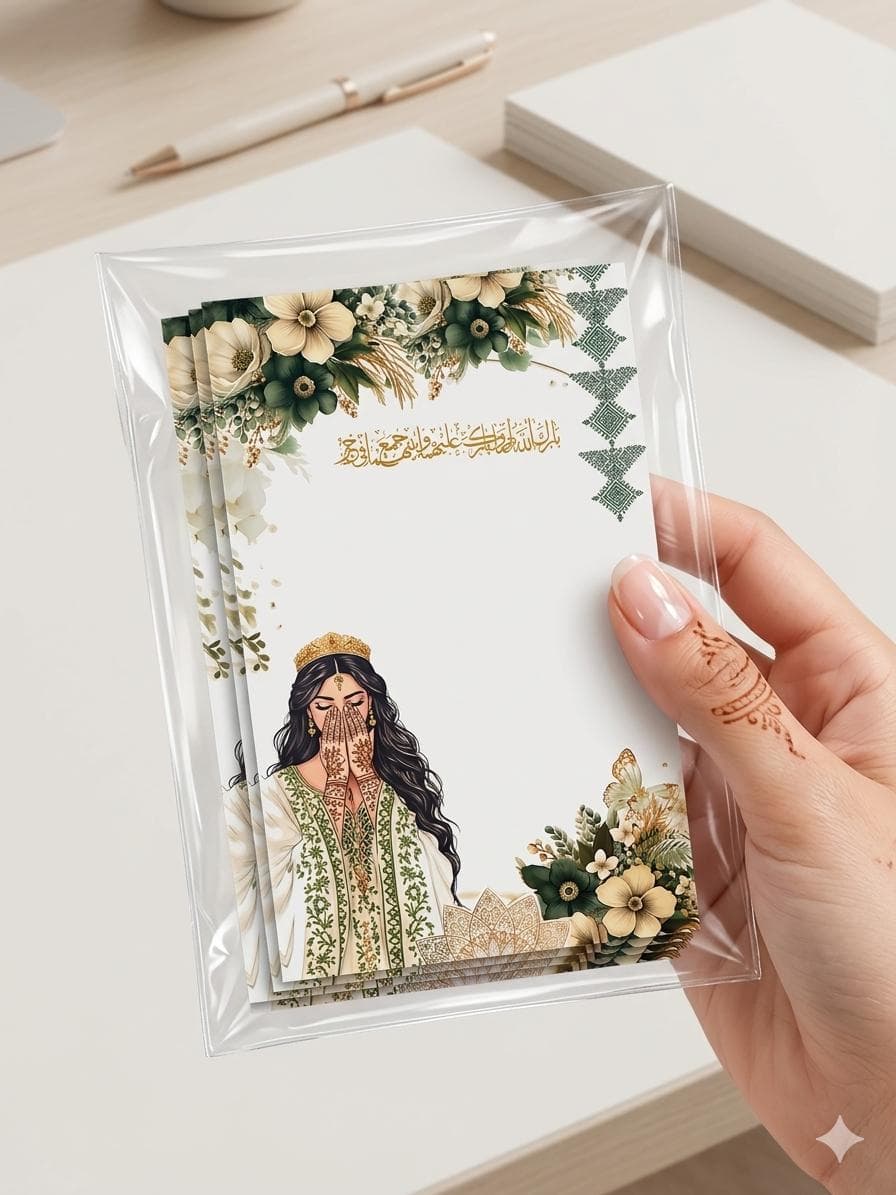 Custom Henna Night Wedding Favors Cards | Arabic Turkish Pakistani Afghan Bridal Gift | Personalized Nikkah, Mehndi Cards for Guests thobe - image 4