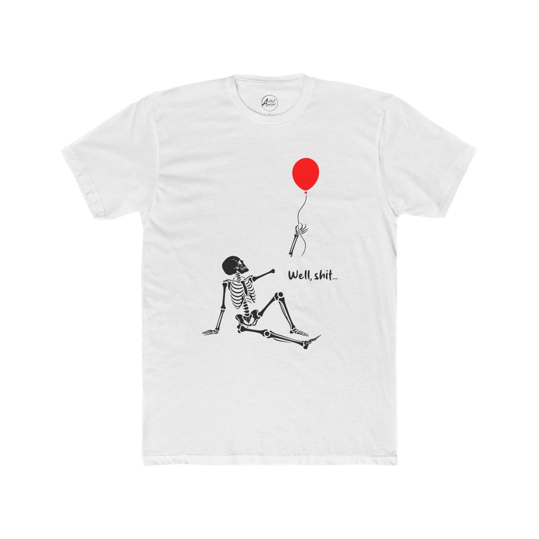 Funny Skeleton Red Balloon Tee | Sarcastic Halloween Shirt (Cotton Crew) - image 5