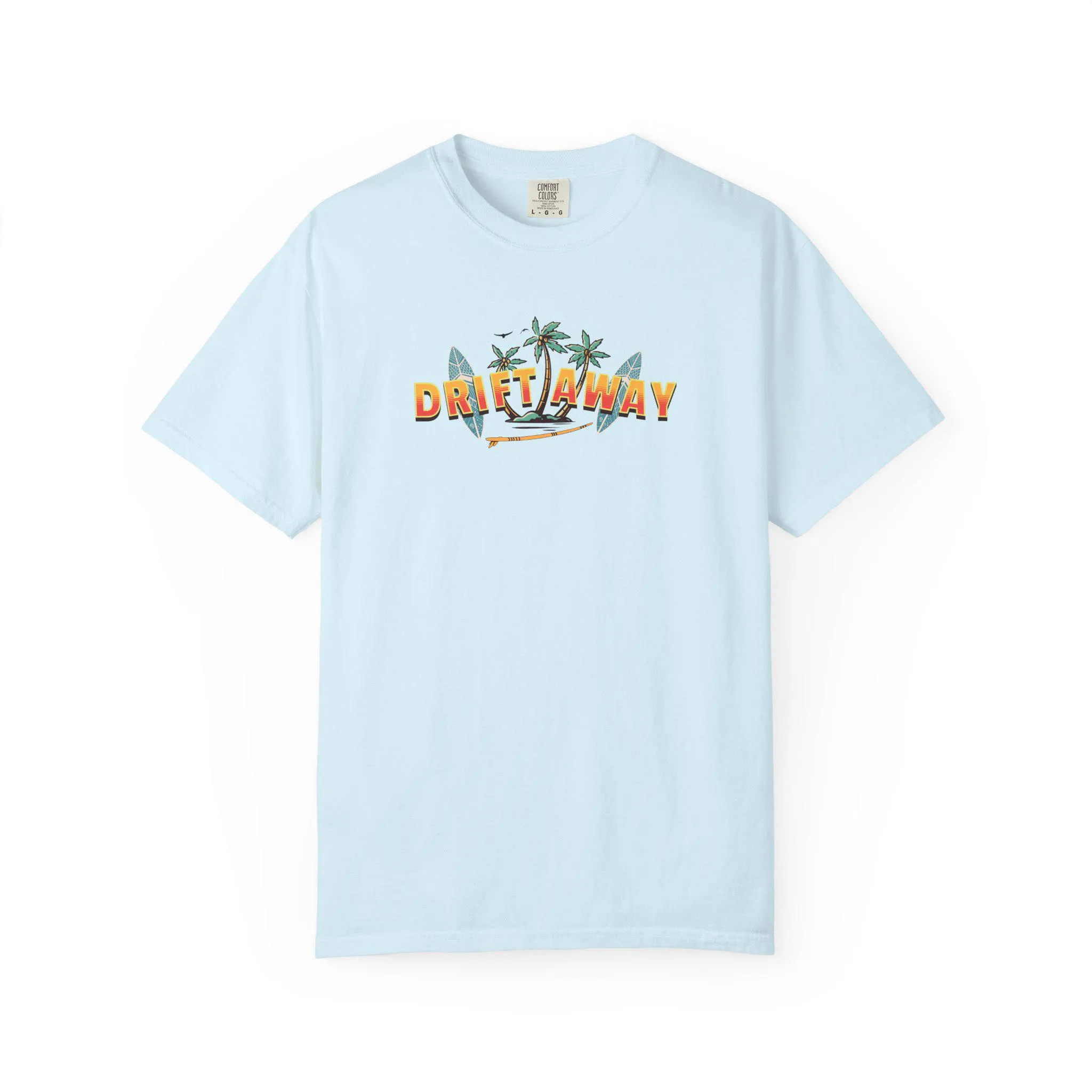 Retro Surf Graphic Tee: Garment-Dyed Cotton Beach Shirt with Palm Trees - image 4