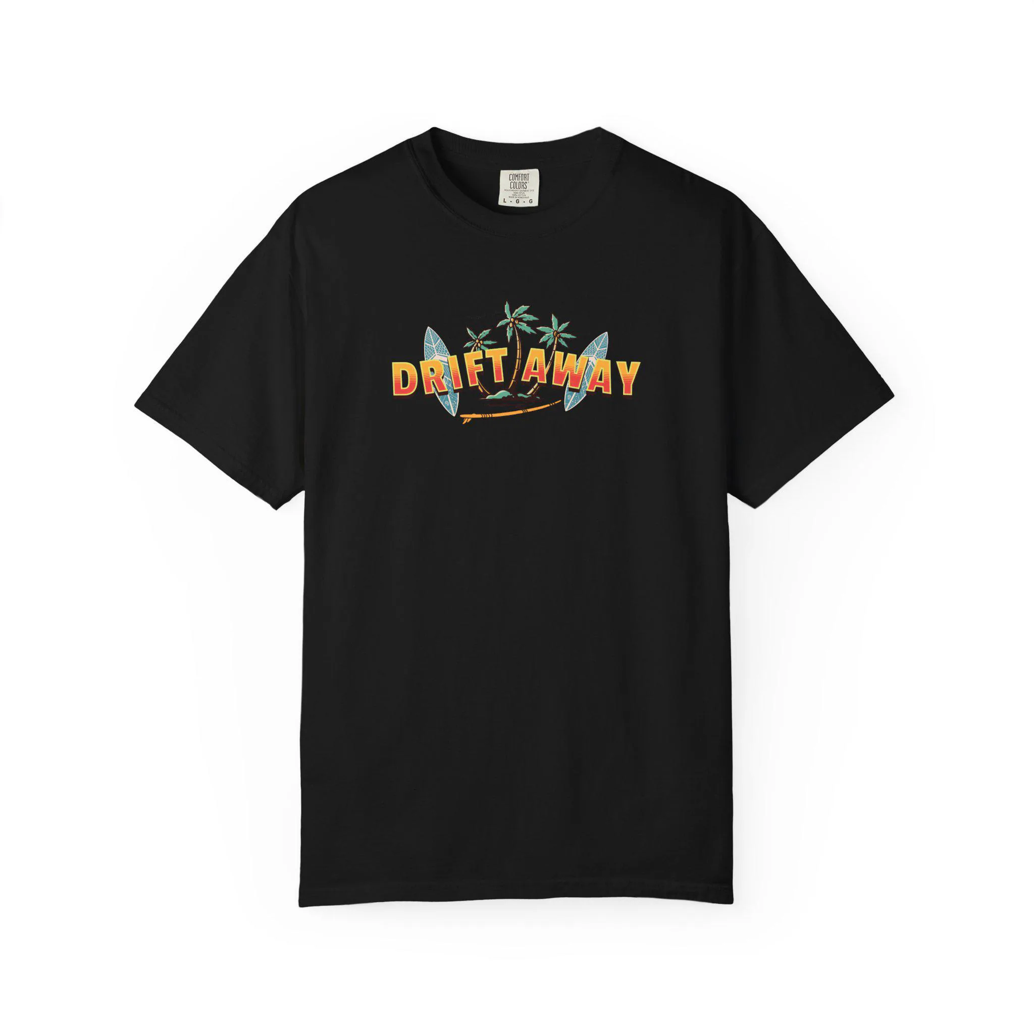 Retro Surf Graphic Tee: Garment-Dyed Cotton Beach Shirt with Palm Trees - image 3