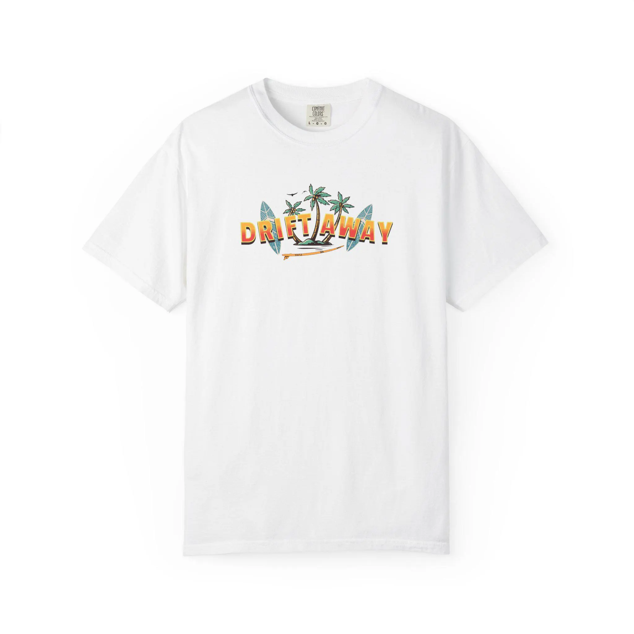 Retro Surf Graphic Tee: Garment-Dyed Cotton Beach Shirt with Palm Trees - image 2
