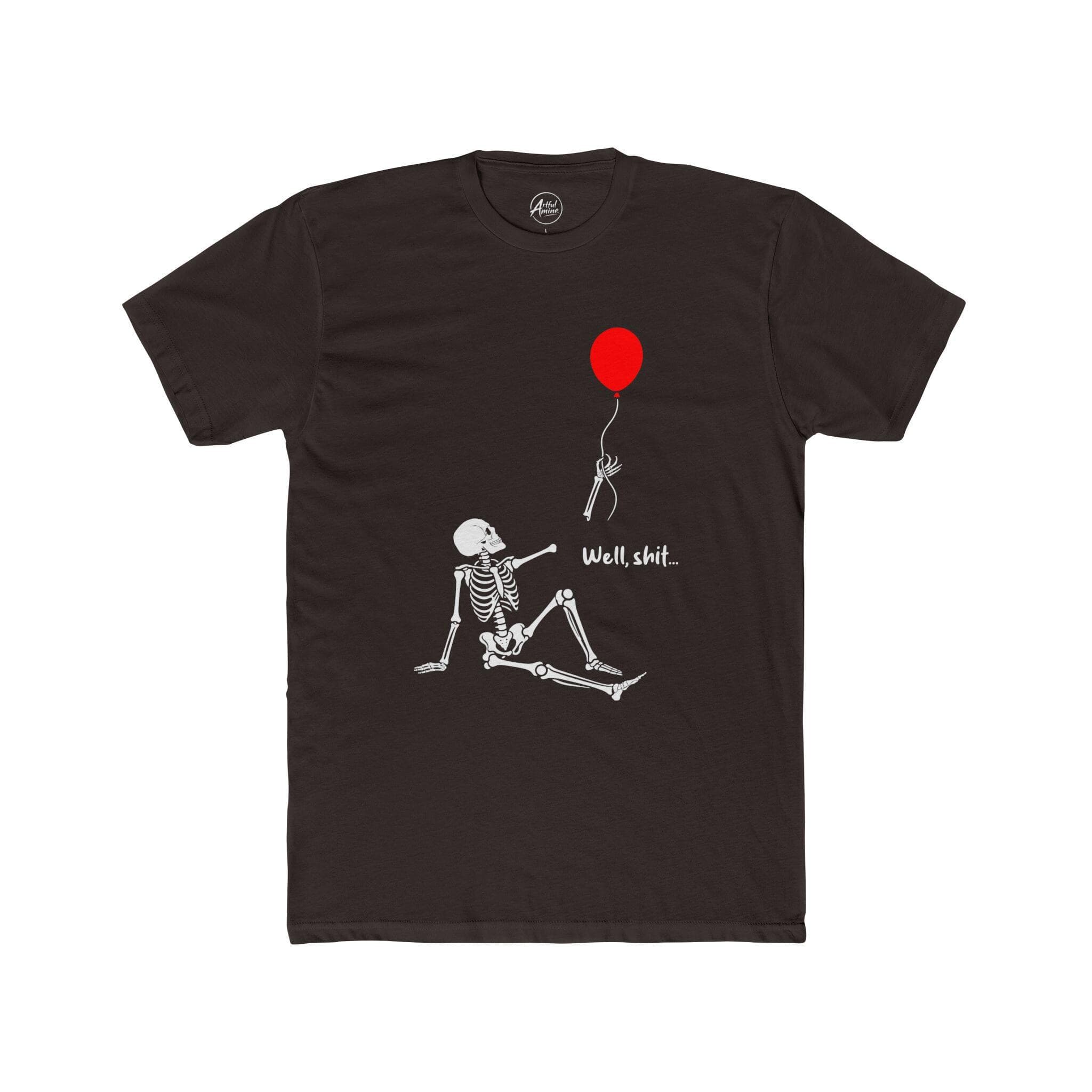 Funny Skeleton Red Balloon Tee | Sarcastic Halloween Shirt (Cotton Crew) - image 3