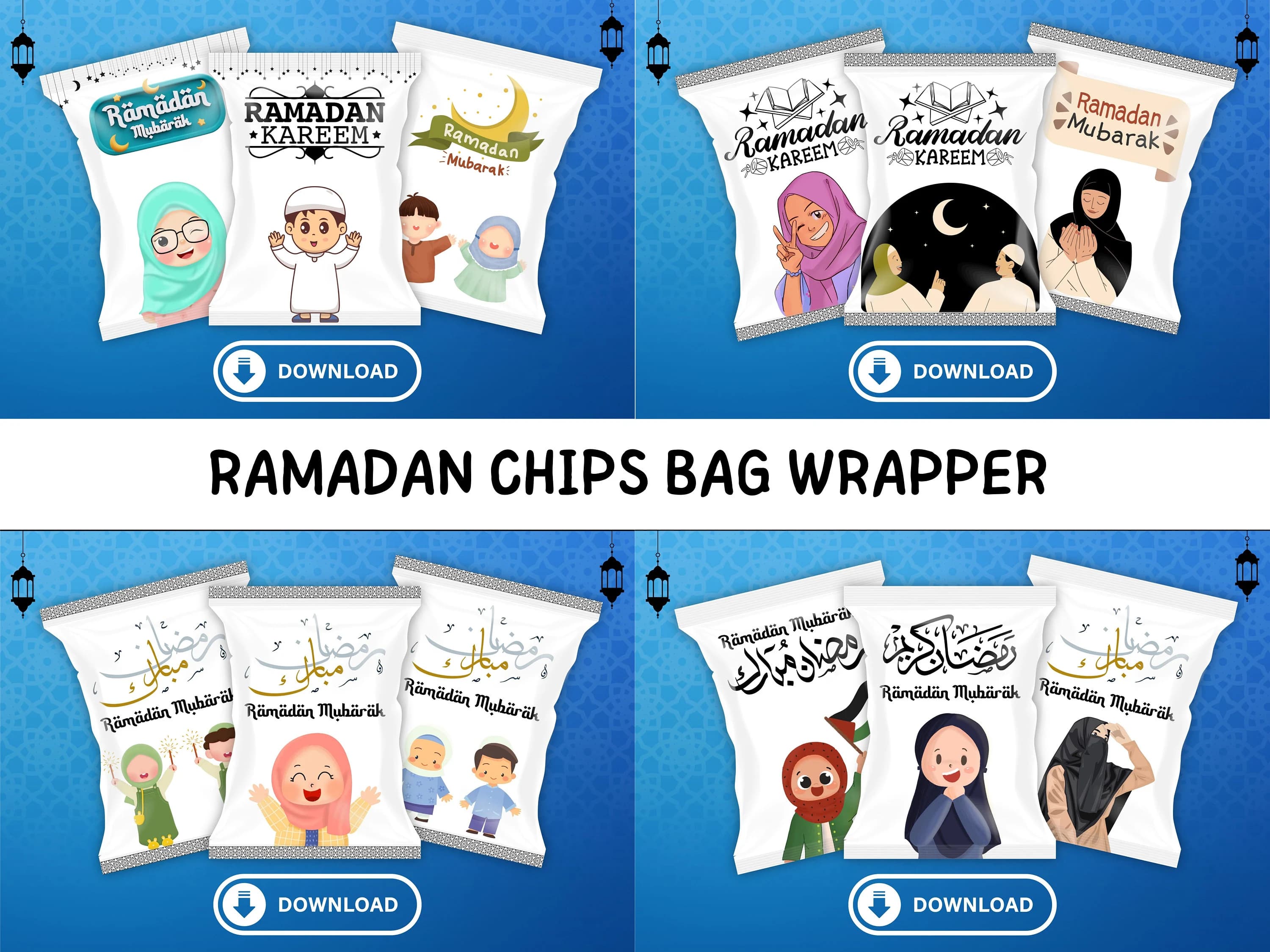 Ramadan Chips Bag Wrapper Bundle,Ramadan Gift,Ramadan Decor,Chips bag Wrapper,Ramadan Snacks Wrapper,Eid Mubarak,Ramadan Printable,Digital